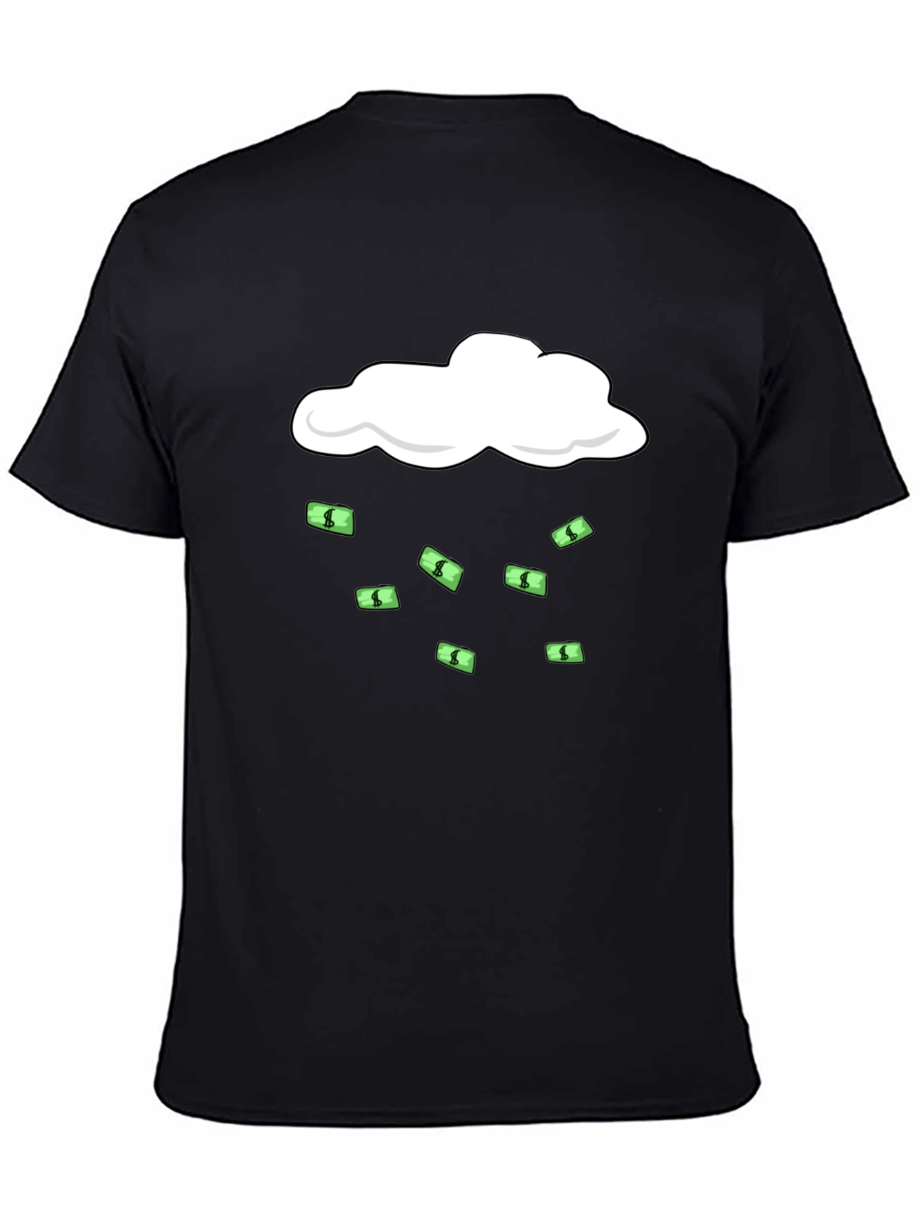 Black Money Rain T-Shirt - Black Graphic Tee view 4