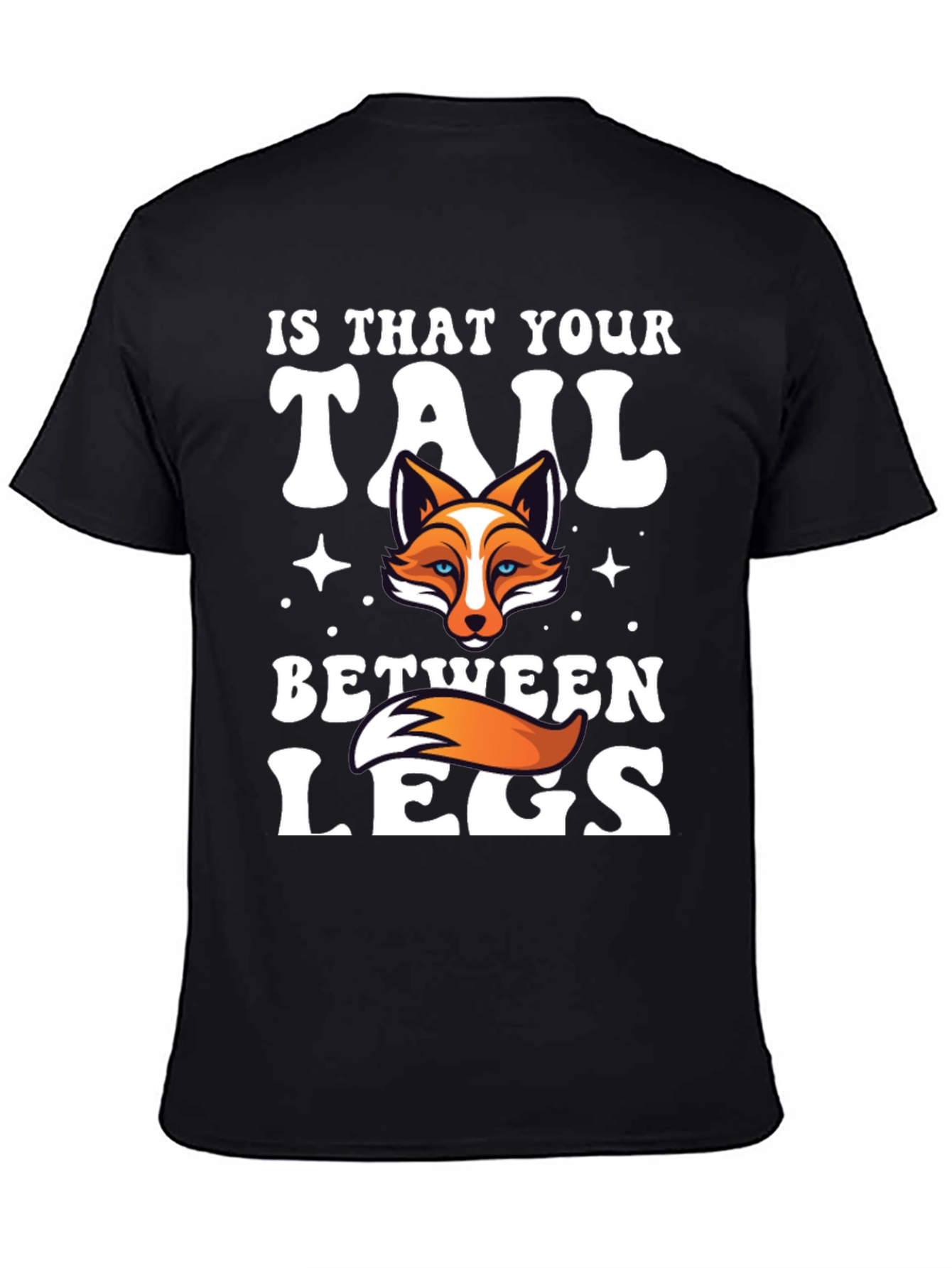 Black Fox Tail Humor Graphic T-Shirt view 4