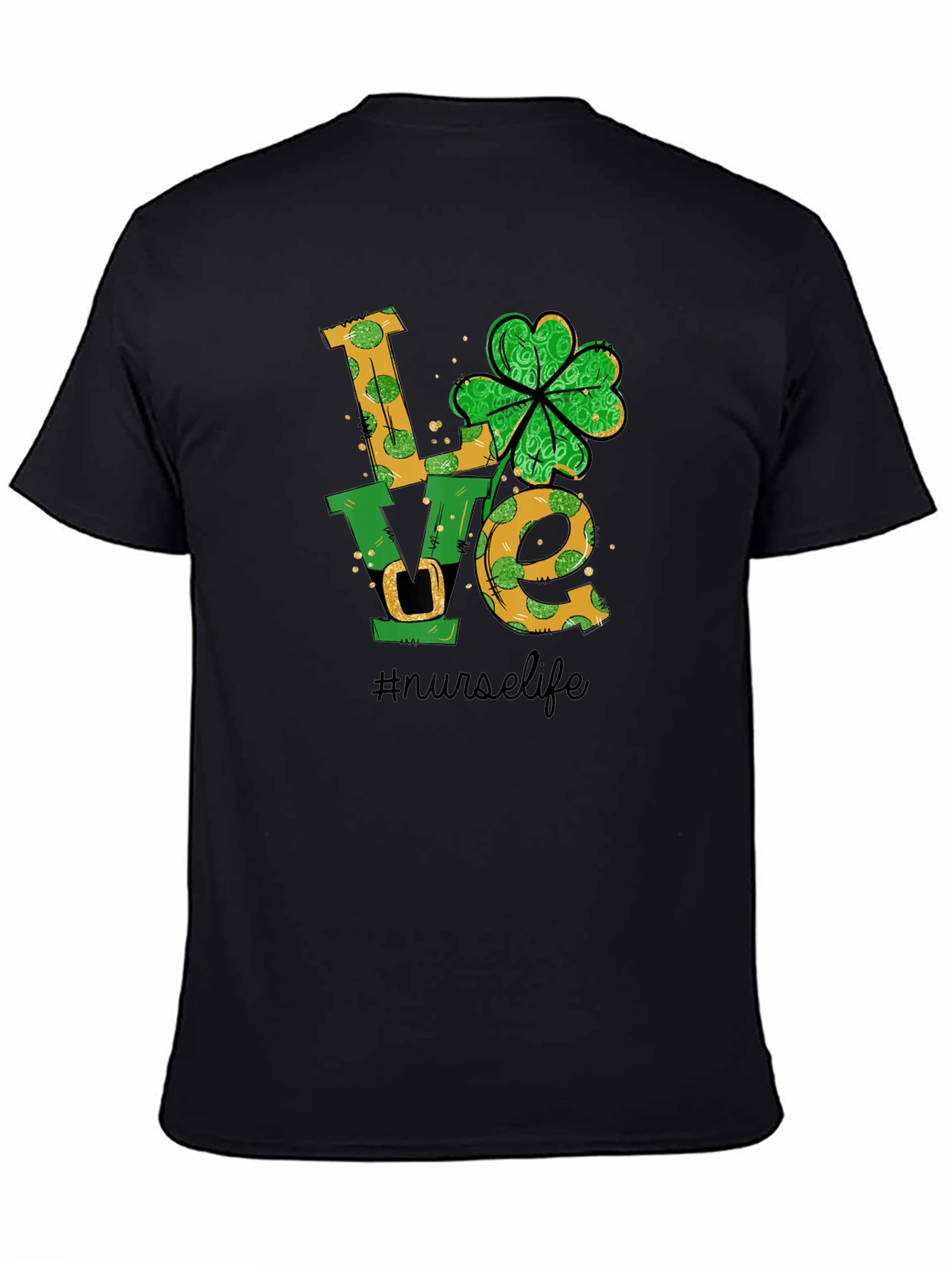 Black Nurse Life St. Patrick's Day T-Shirt view 4