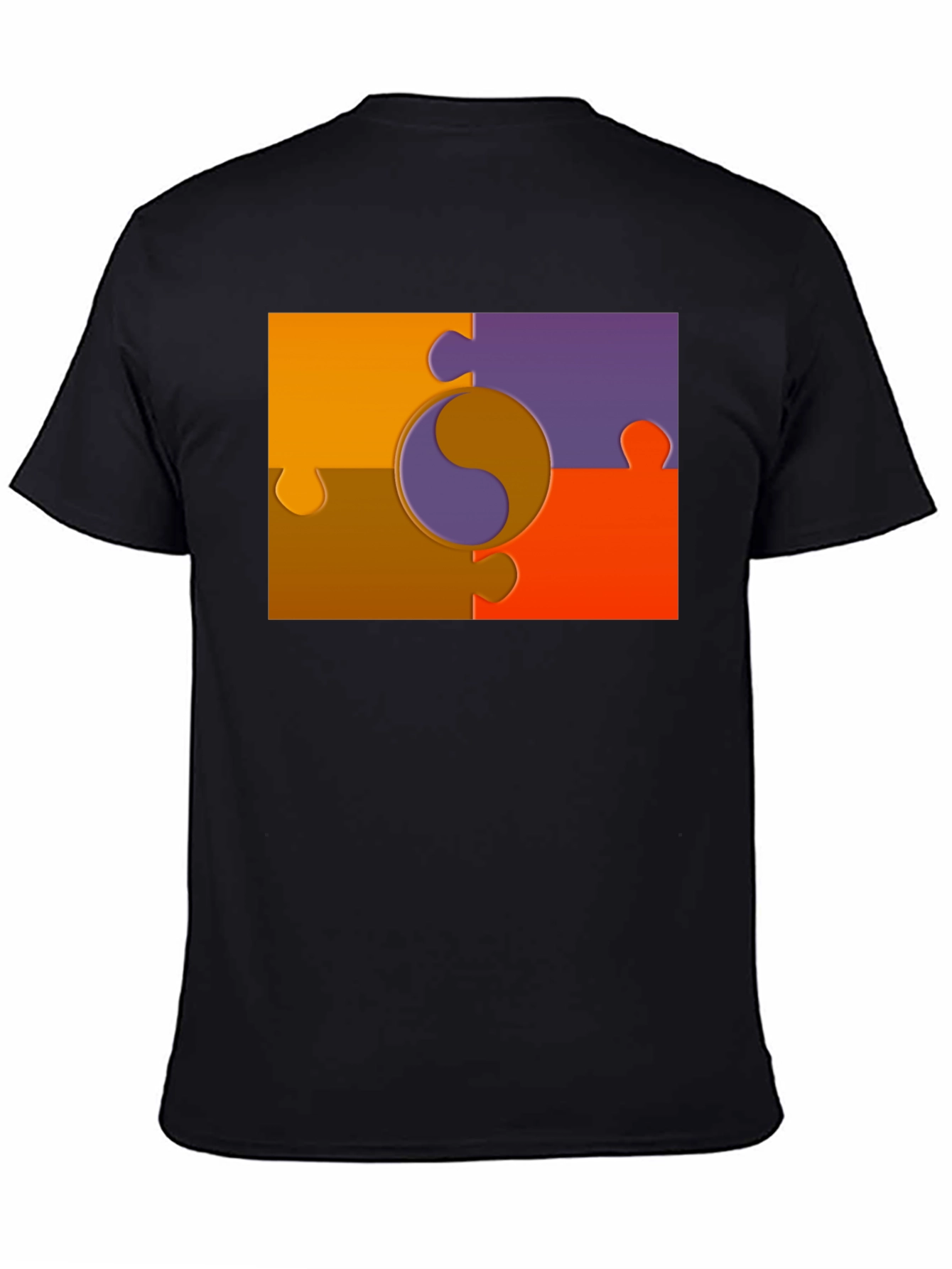Black Yin Yang Puzzle Piece Graphic T-Shirt view 4