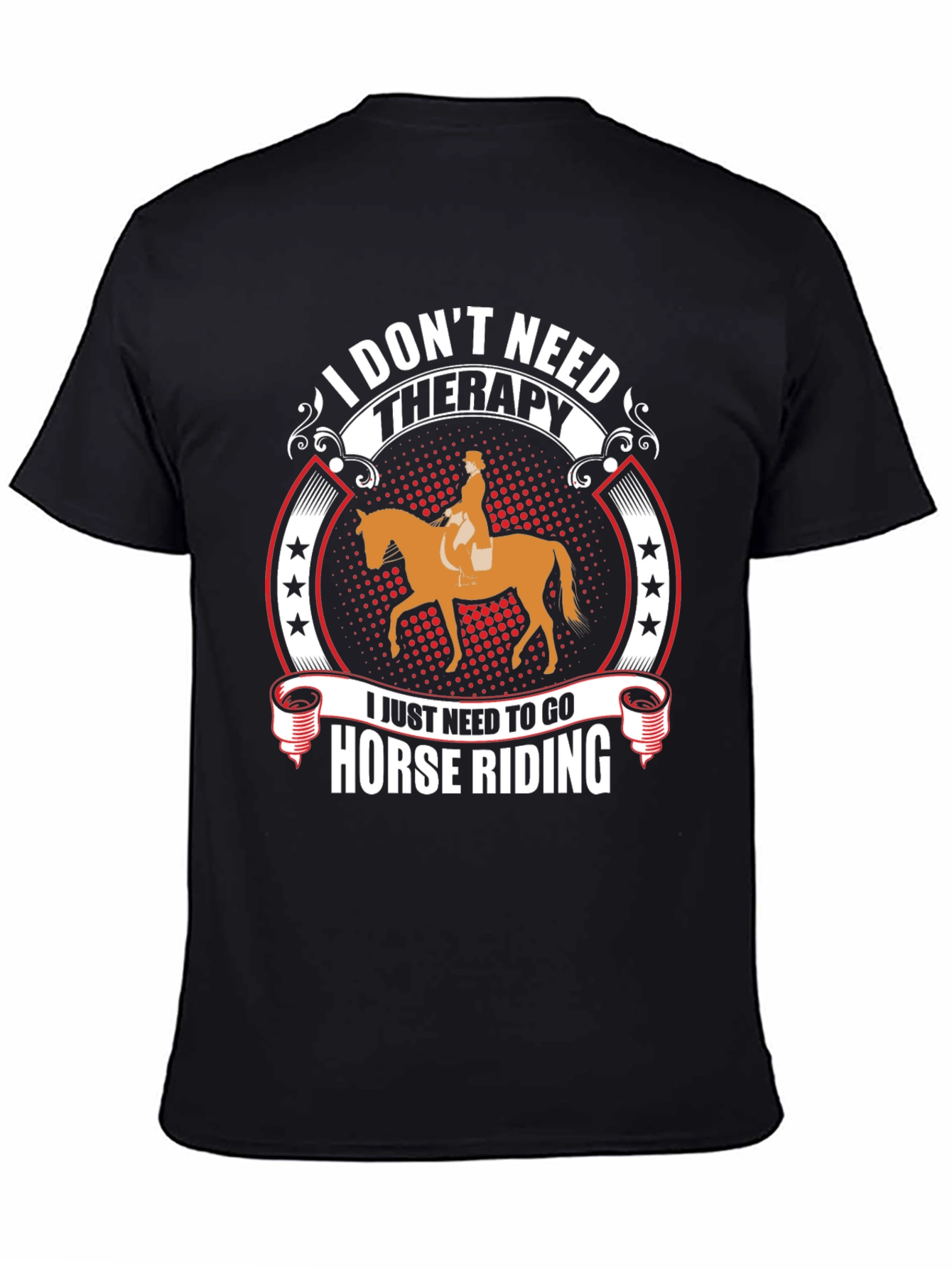 Black Horse Riding Therapy T-Shirt view 4