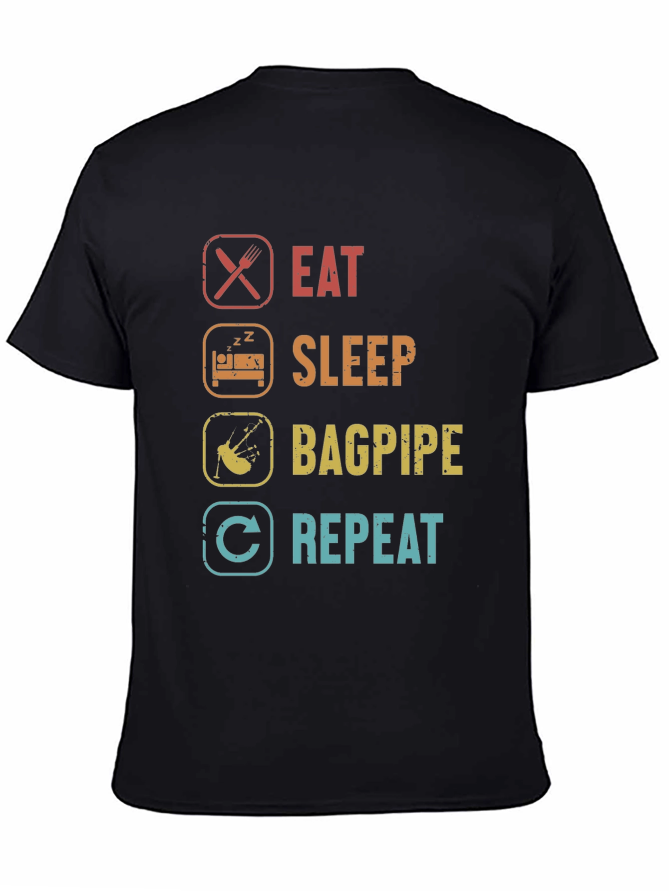 Black Eat Sleep Bagpipe Repeat T-Shirt view 4