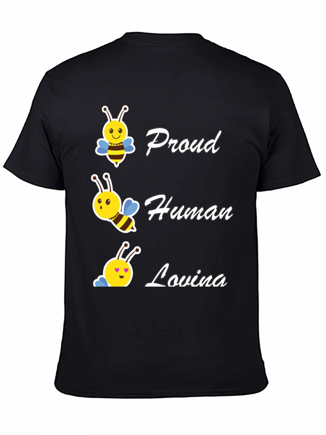 Black Proud Human Bee Loving T-Shirt view 4