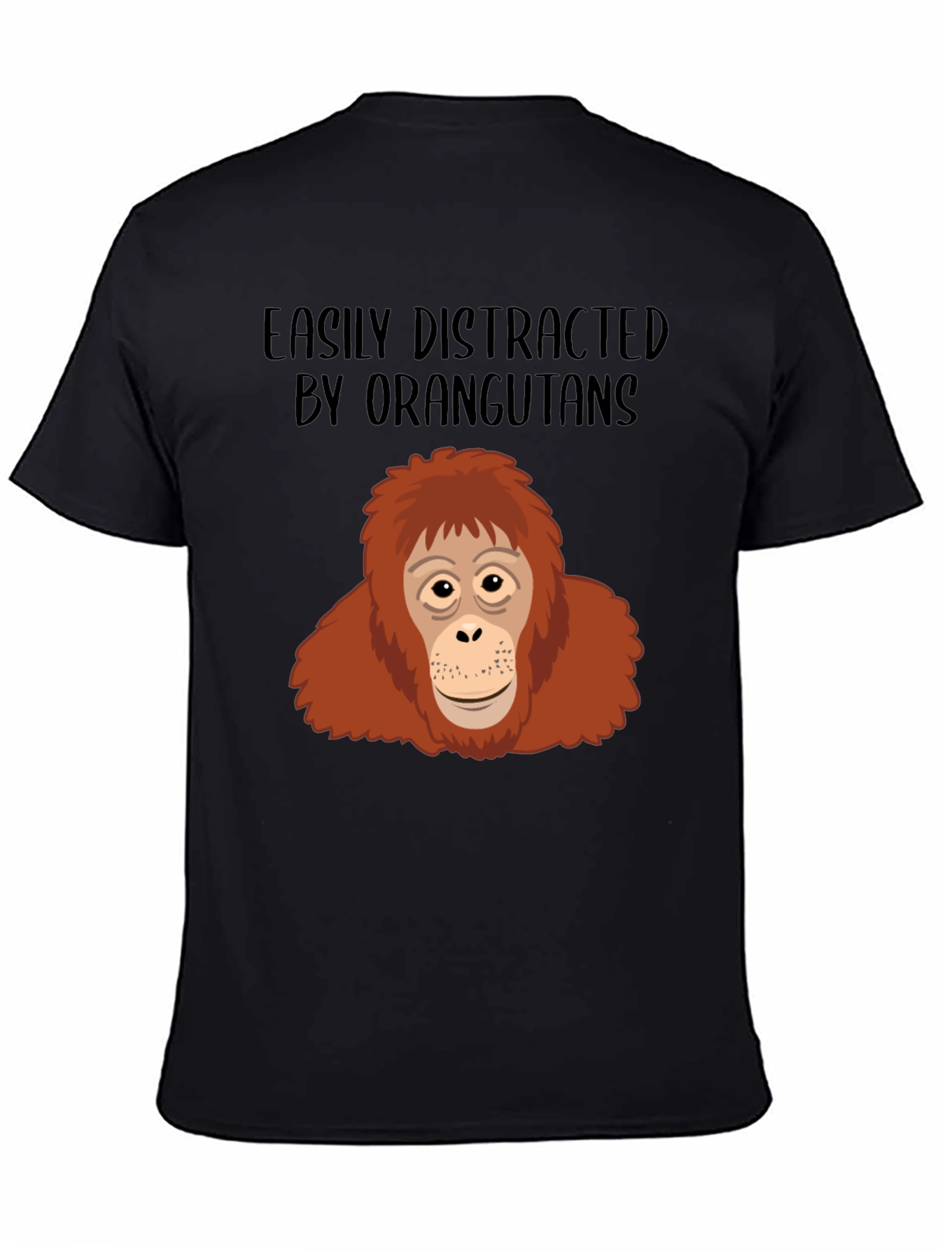 Black Easily Distracted by Orangutans T-Shirt view 4