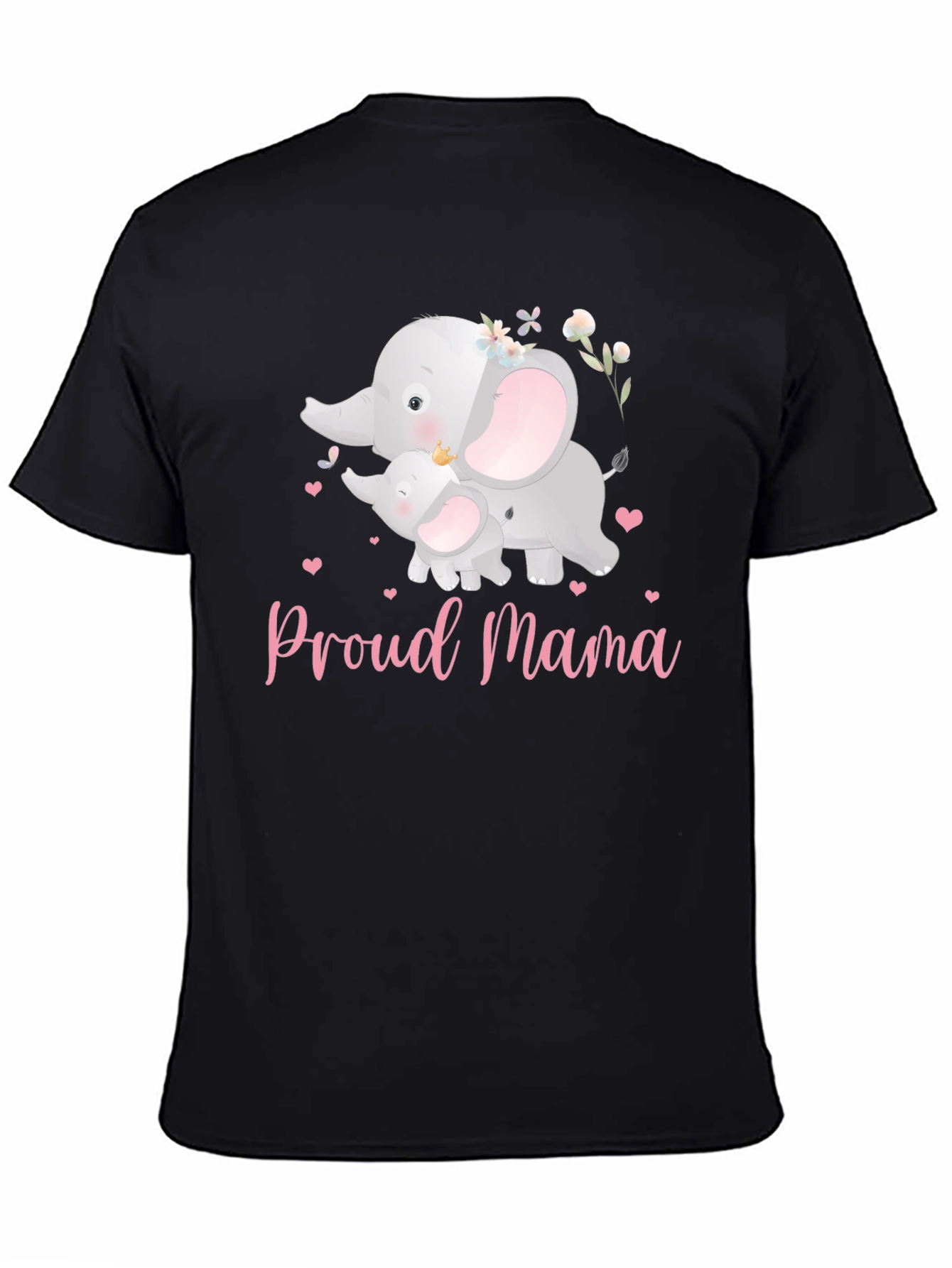 Black Proud Mama Elephant T-Shirt view 4
