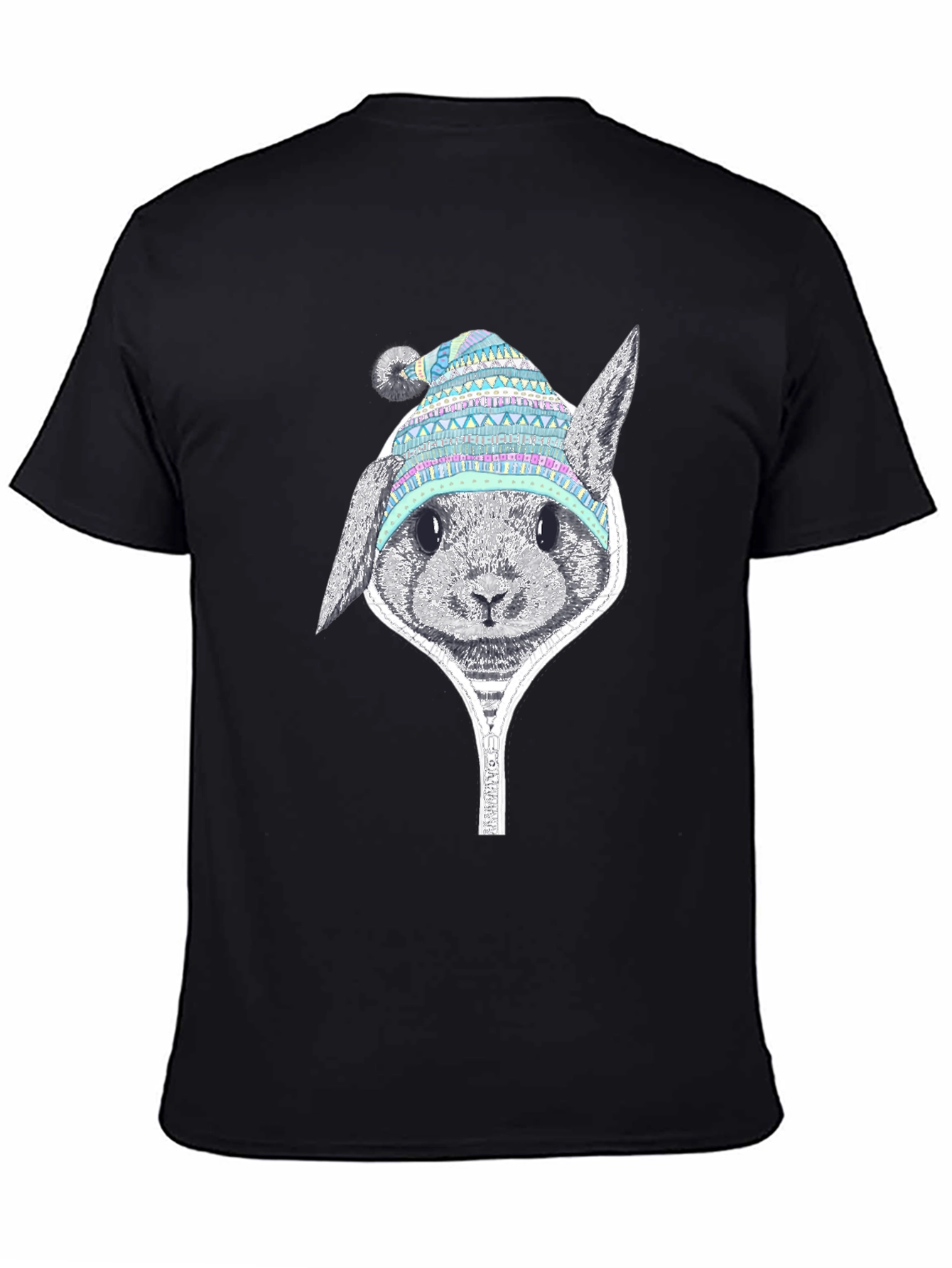 Rabbit Hat Graphic Tee - Soft Cotton Casual Wear - 4