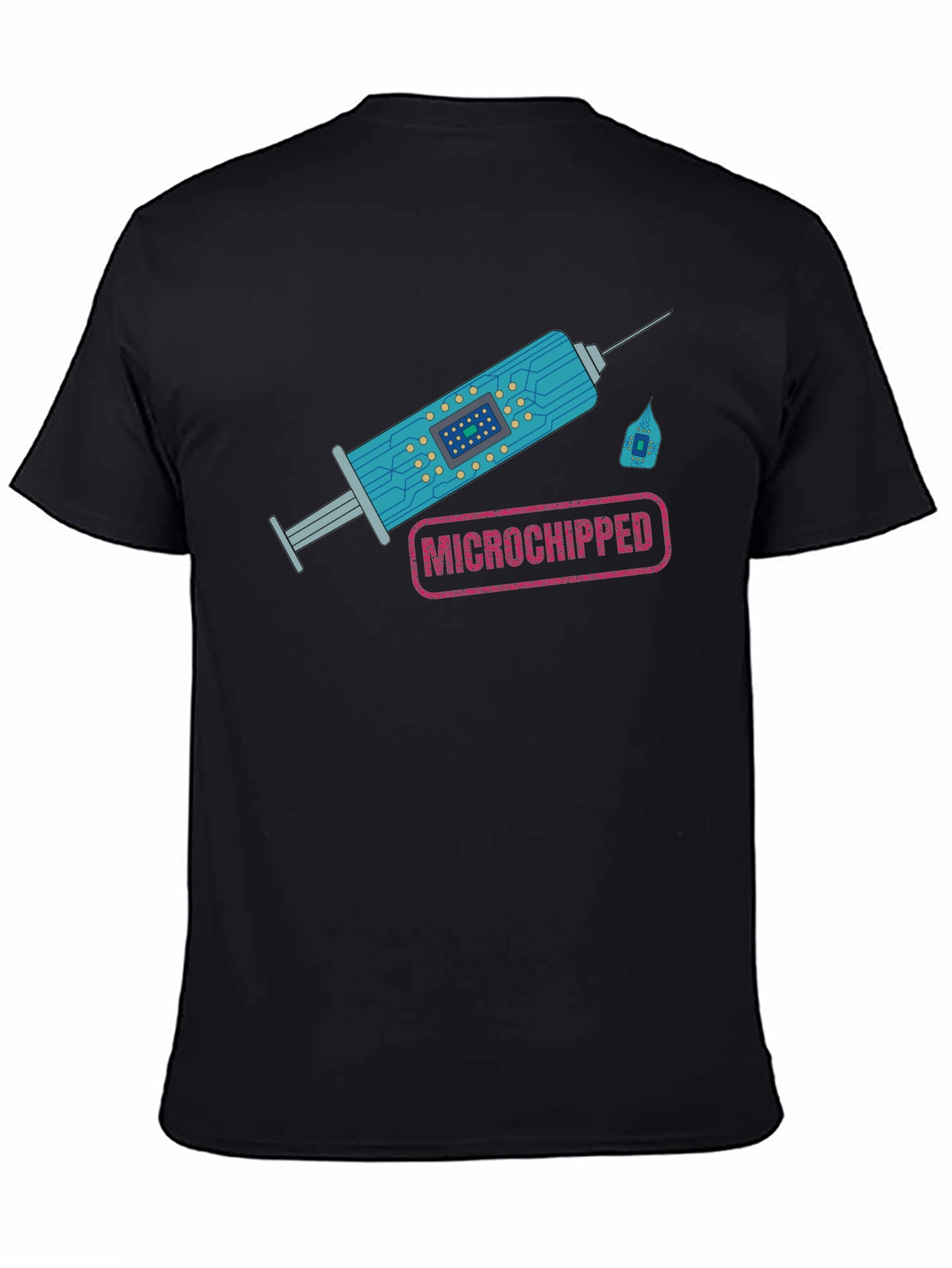 Black Microchipped Syringe Graphic Tee - Black T-Shirt view 4