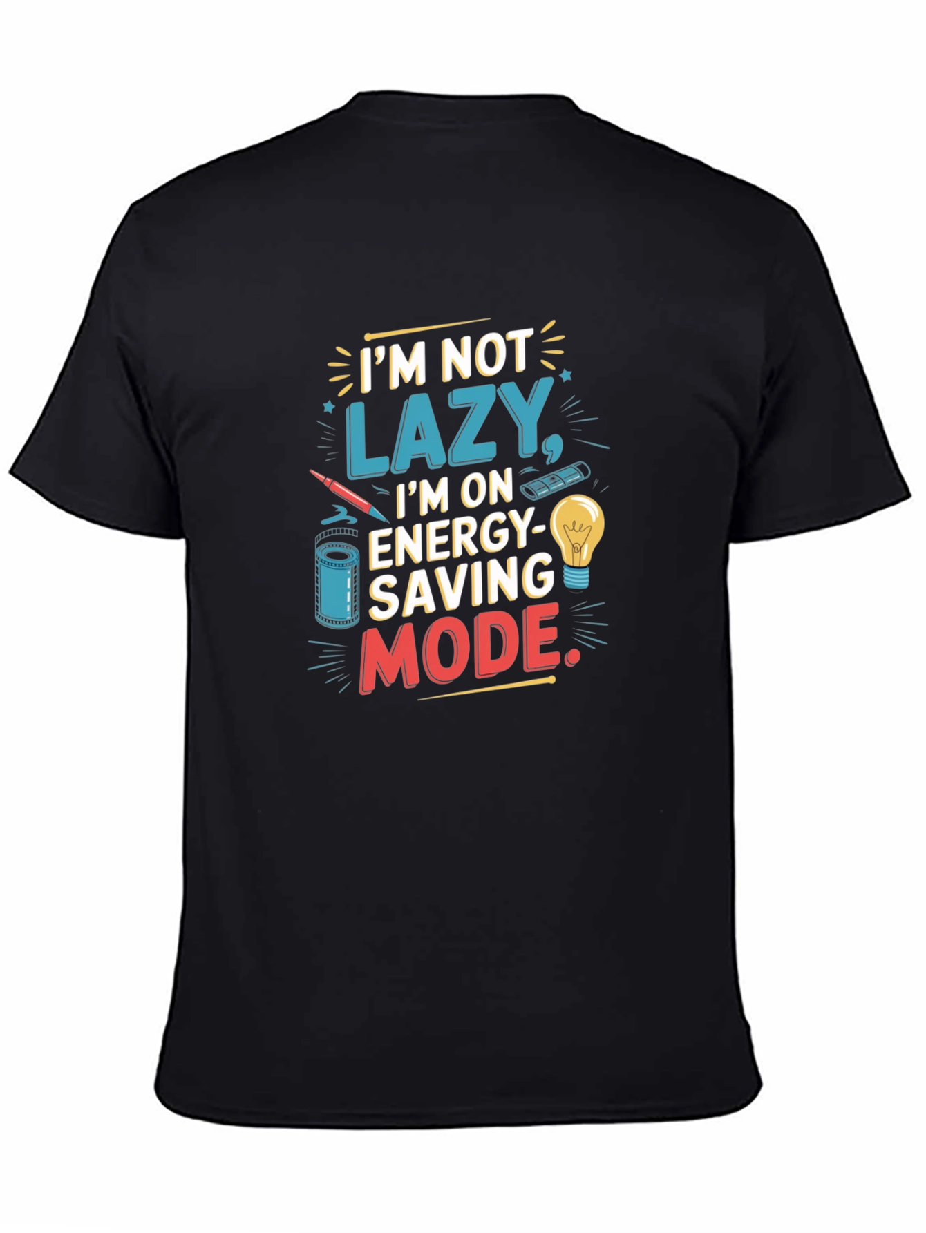 Black Energy Saving Mode Graphic T-Shirt view 4