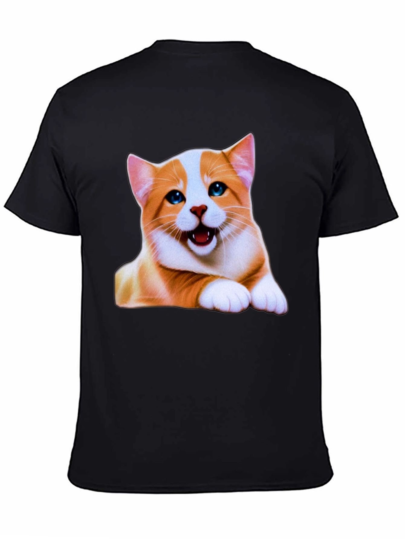 Black Cute Cat Graphic Tee - Men's Black T-Shirt view 4