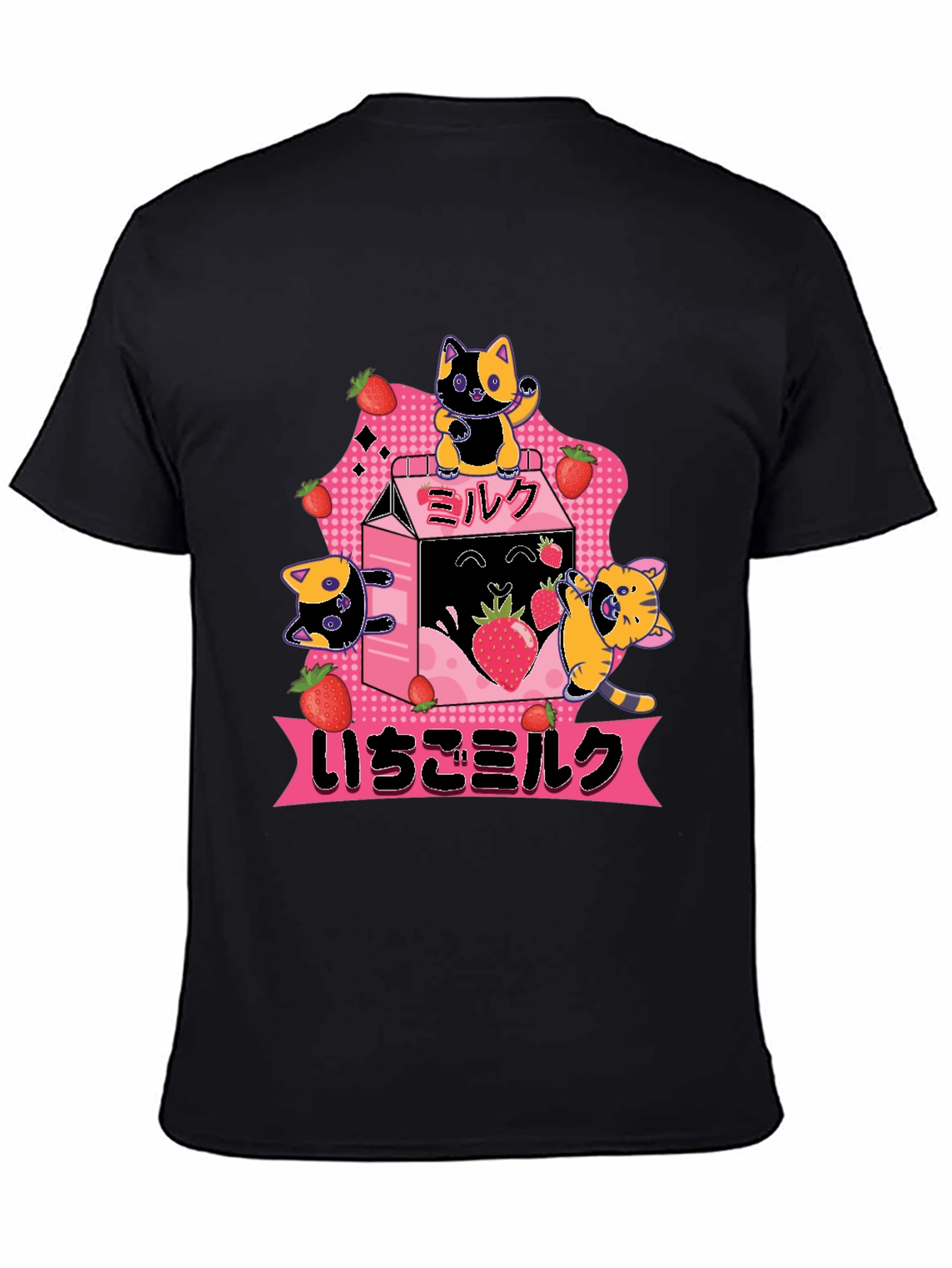 Black Strawberry Milk Cats T-Shirt view 4