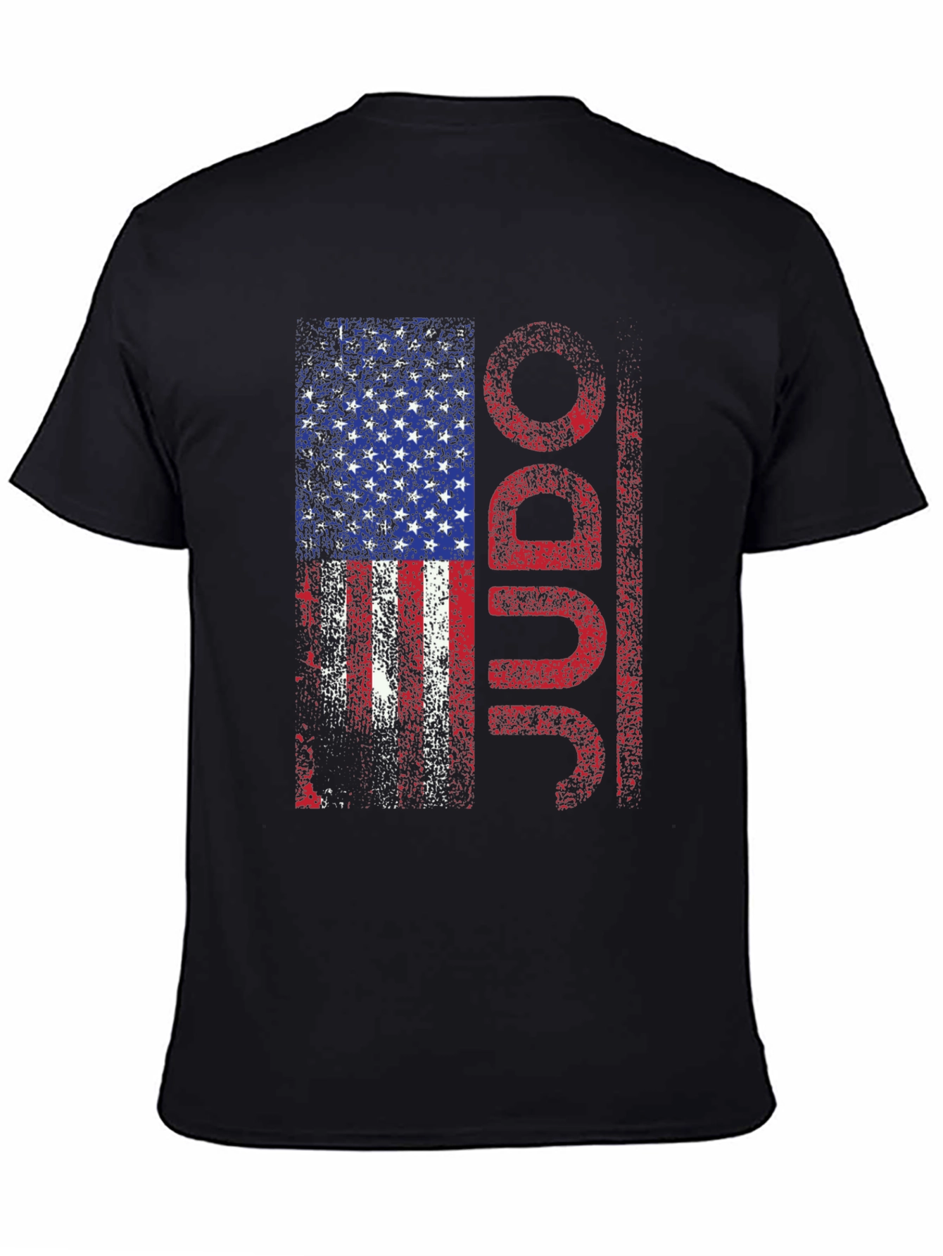 Black American Flag Judo T-Shirt view 4