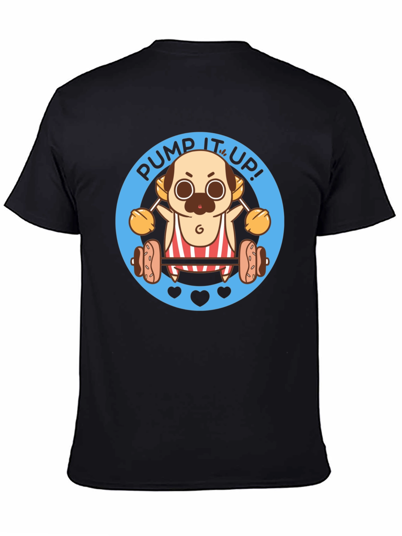 Black Pump It Up Pug T-Shirt view 4