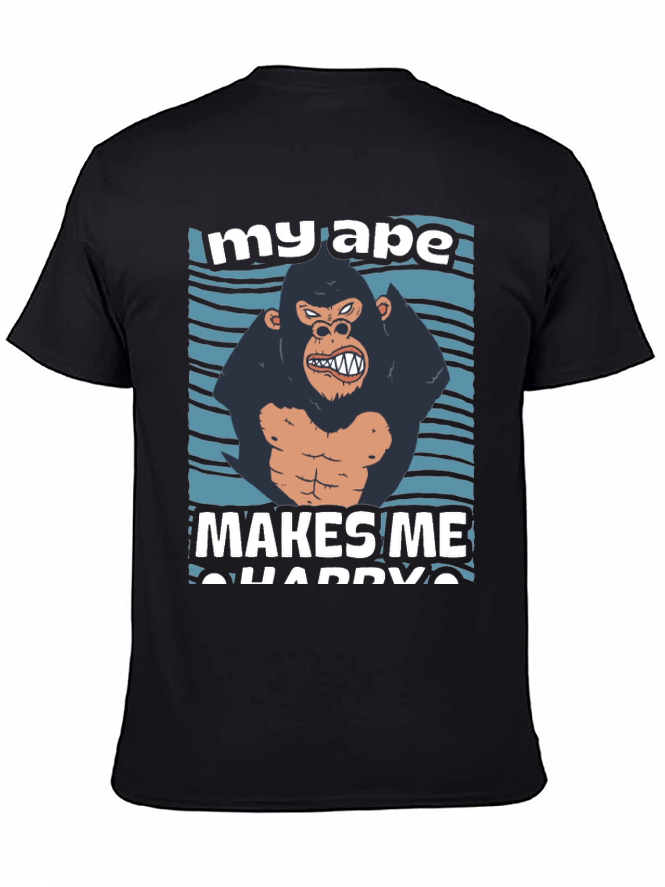 Black My Ape Makes Me Happy Graphic T-Shirt view 4