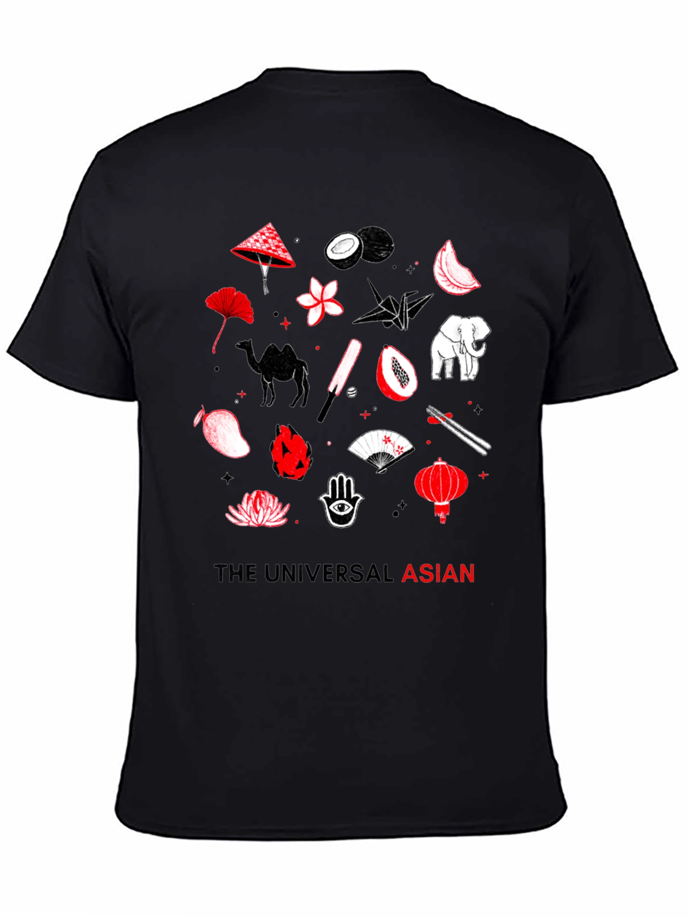Black The Universal Asian Graphic Tee - Black Cotton view 4