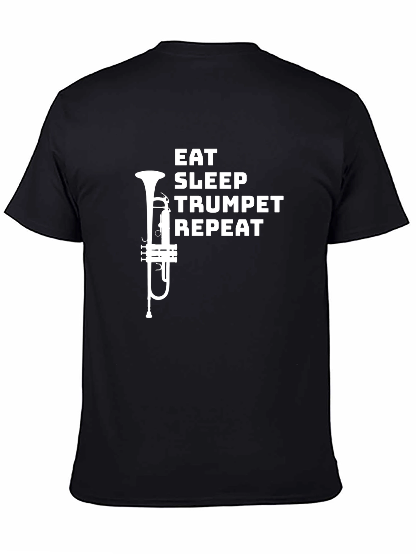 Black Eat Sleep Trumpet Repeat Graphic Tee view 4