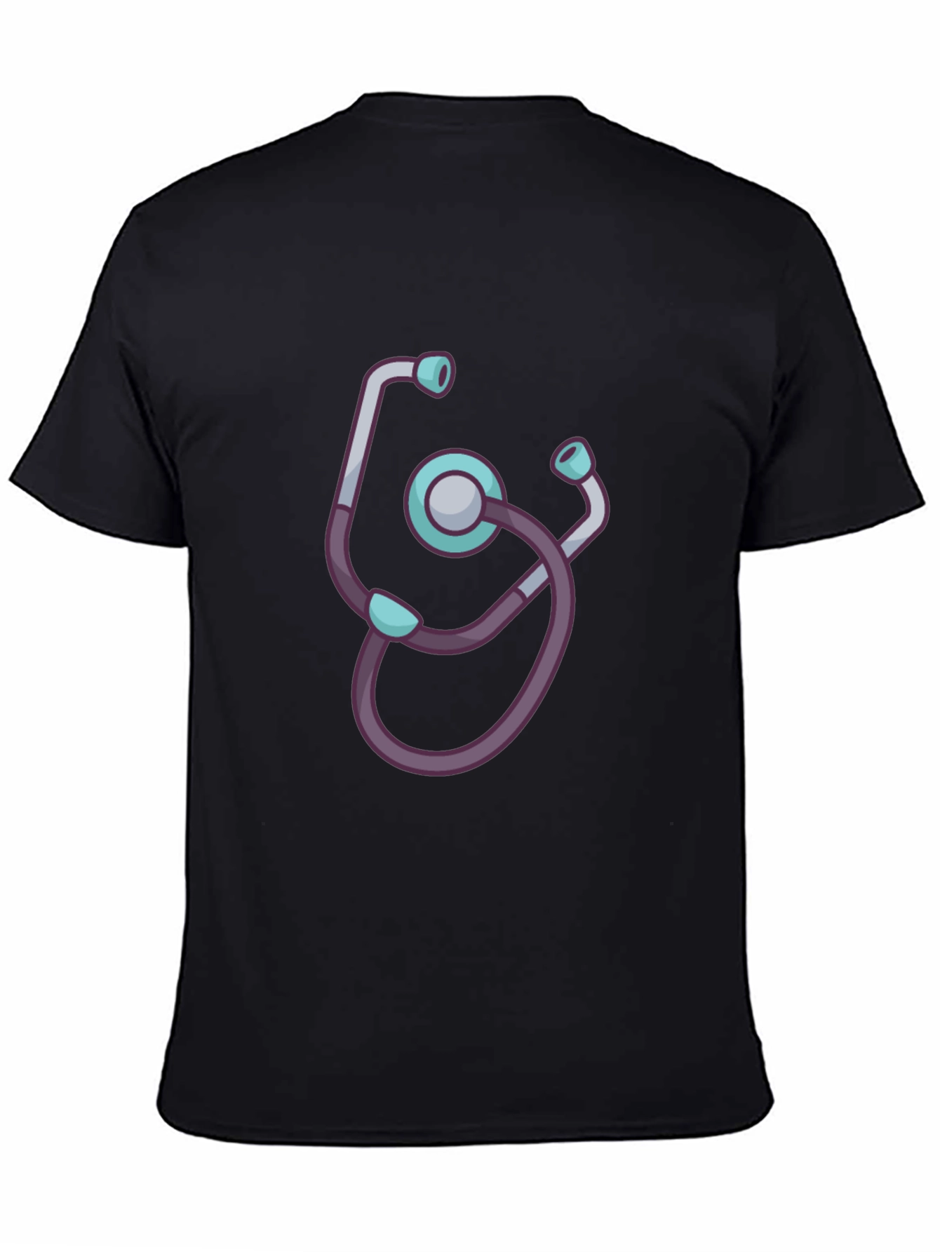 Black Stethoscope Graphic Tee - Medical Theme Shirt view 4