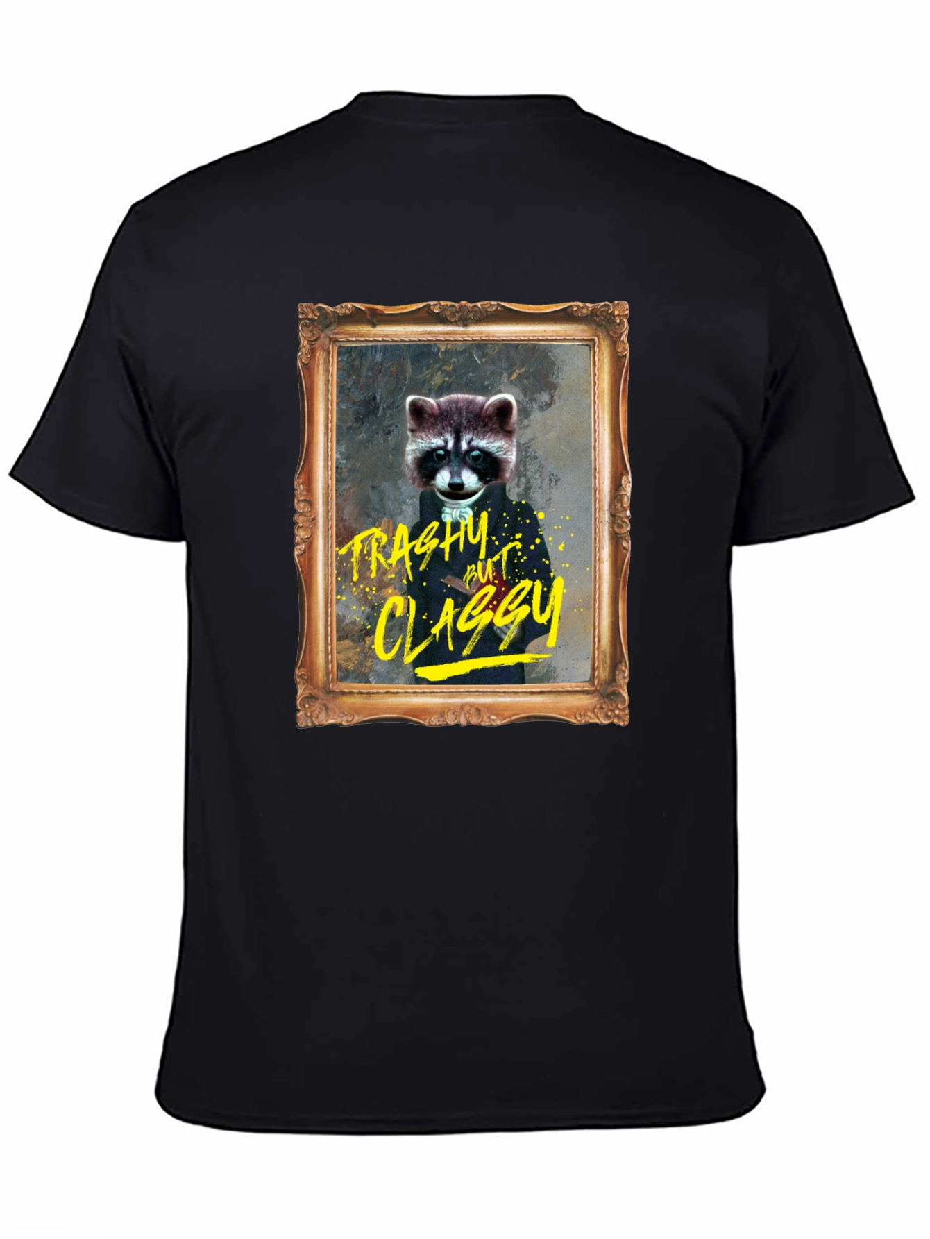 Black Trashy But Classy Raccoon T-Shirt - Funny Novelty Tee view 4