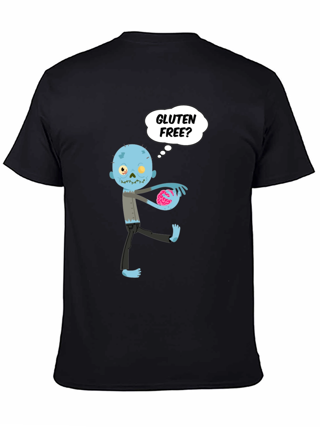 Black Gluten Free Zombie Brains Graphic T-Shirt view 4