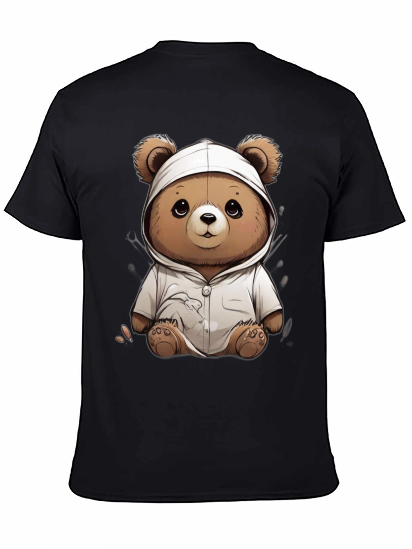 Black Teddy Bear Hoodie T-Shirt - Soft & Stylish view 4