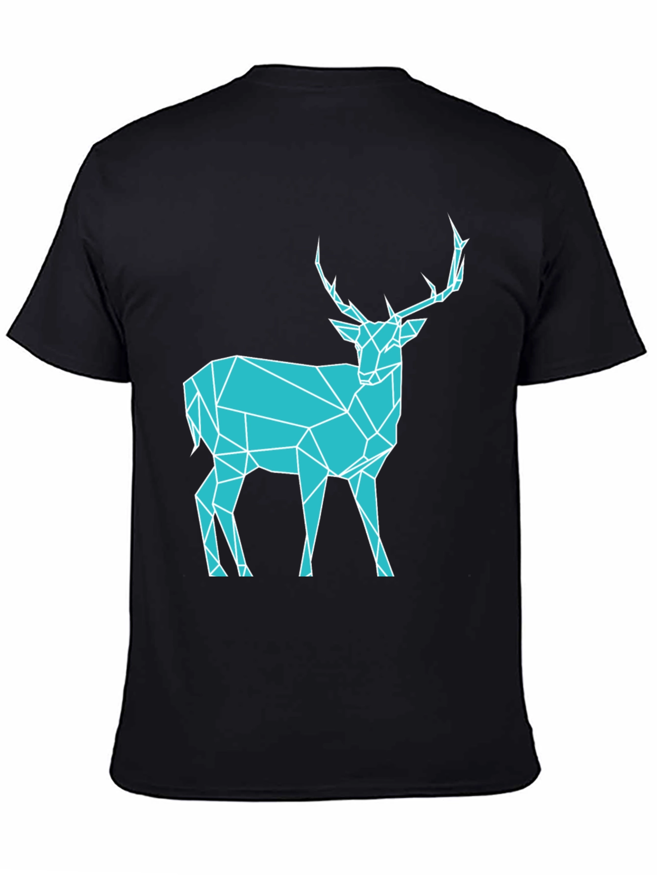 Black Geometric Deer T-Shirt - Modern Graphic Tee view 4