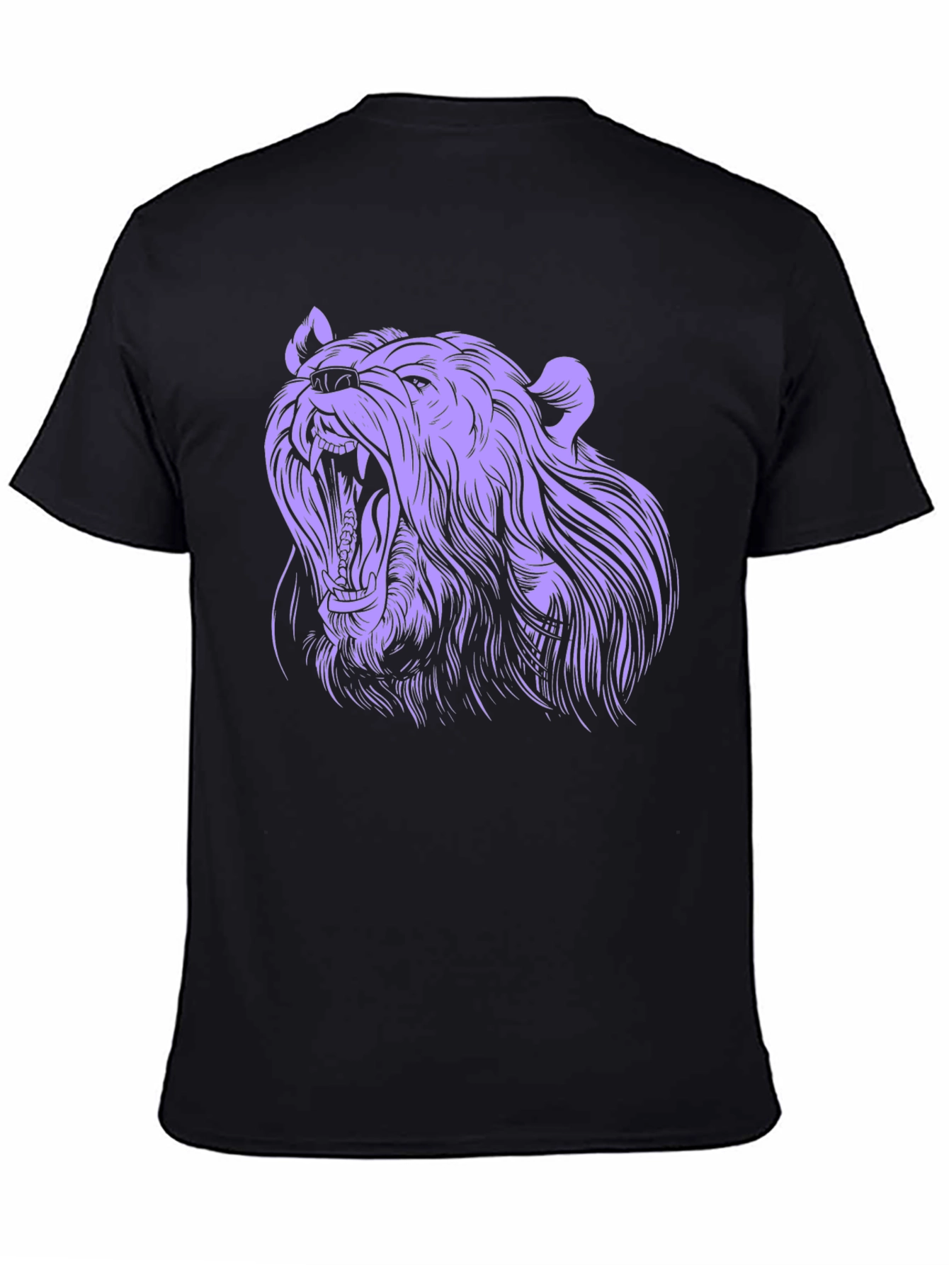 Black Roaring Bear Graphic Tee - Black Cotton T-Shirt view 4