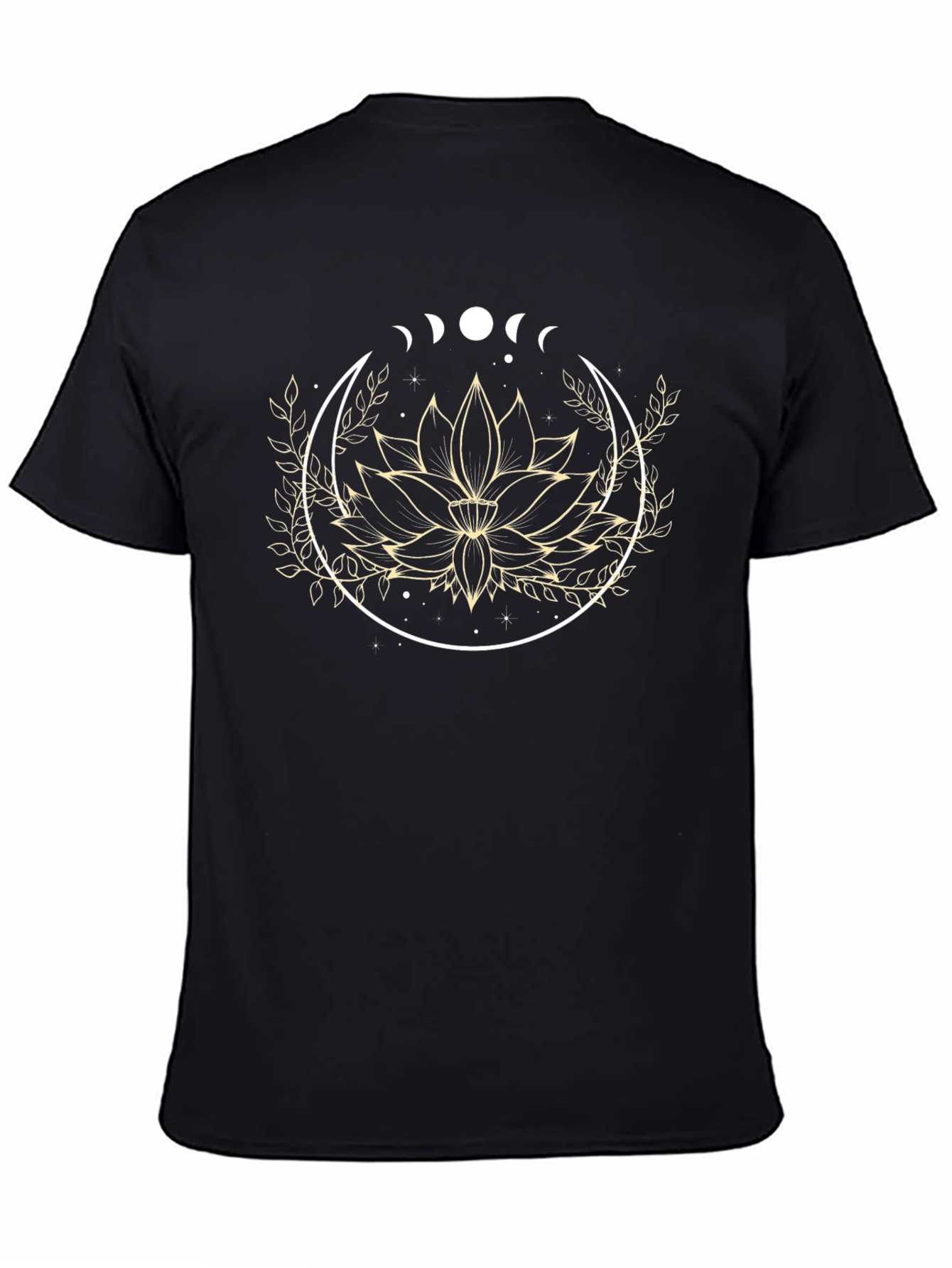 Black Lotus Flower Moon Phase Graphic Tee - Black view 4