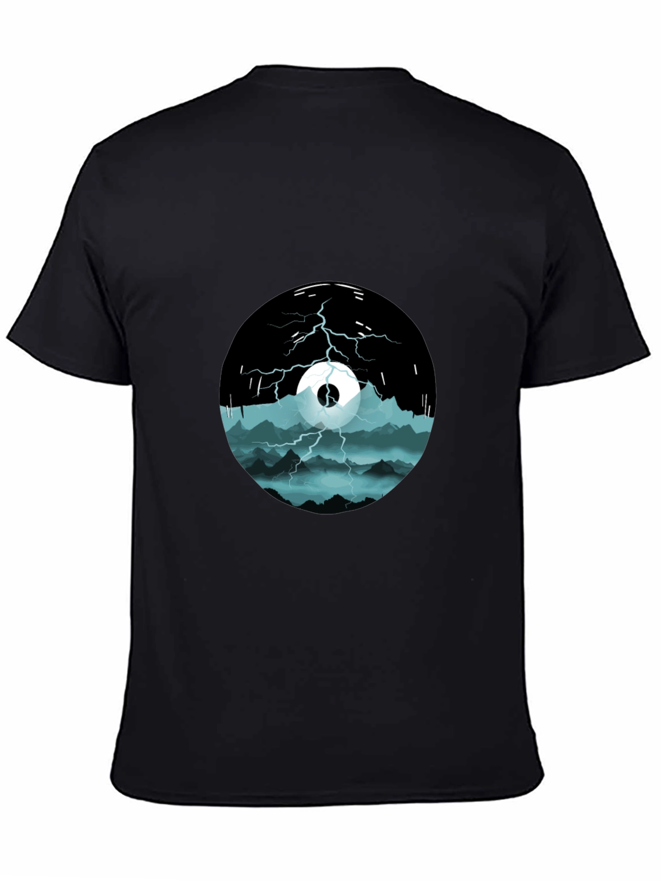 Black Stormy Mountain Graphic Tee - Black Cotton Blend view 4