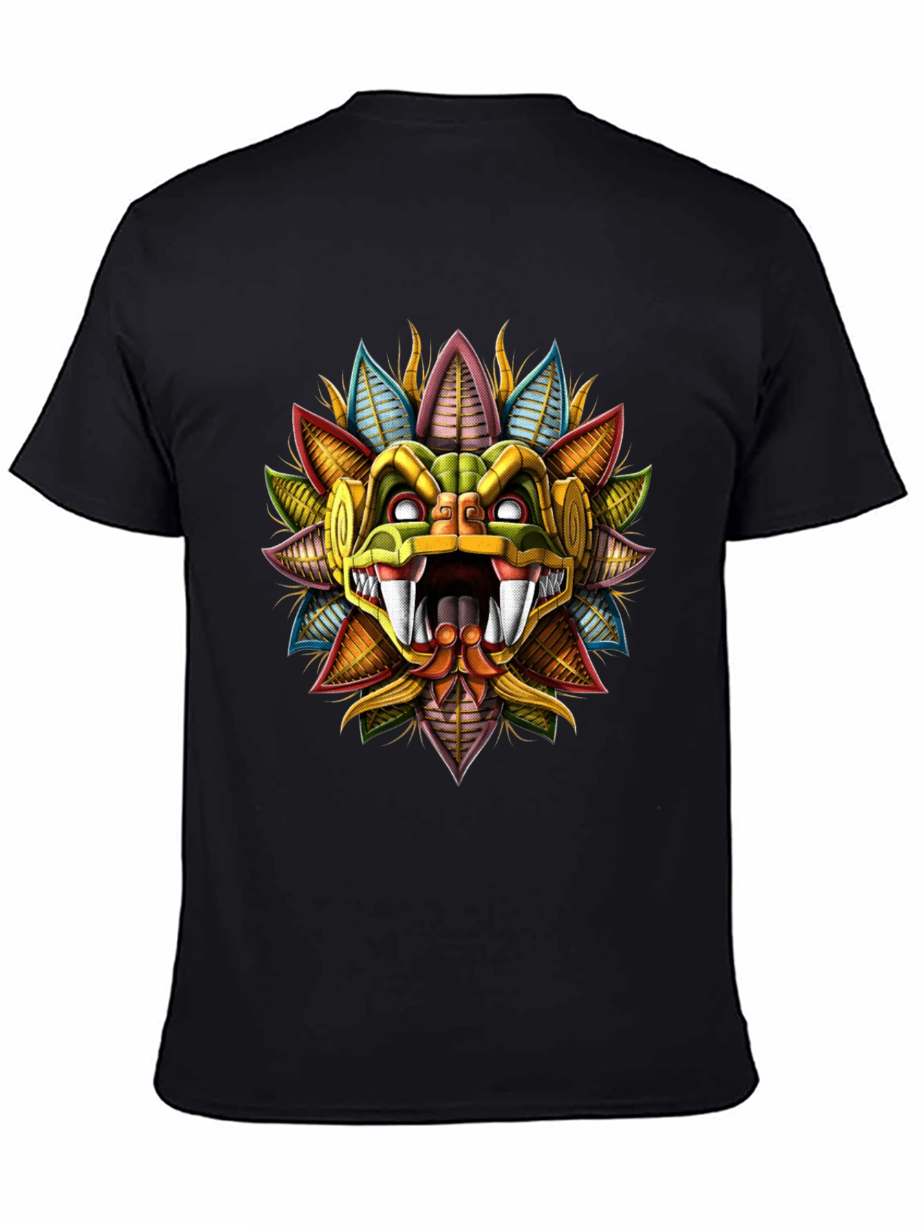 Black Aztec Serpent God T-Shirt - Bold Graphic Tee view 4