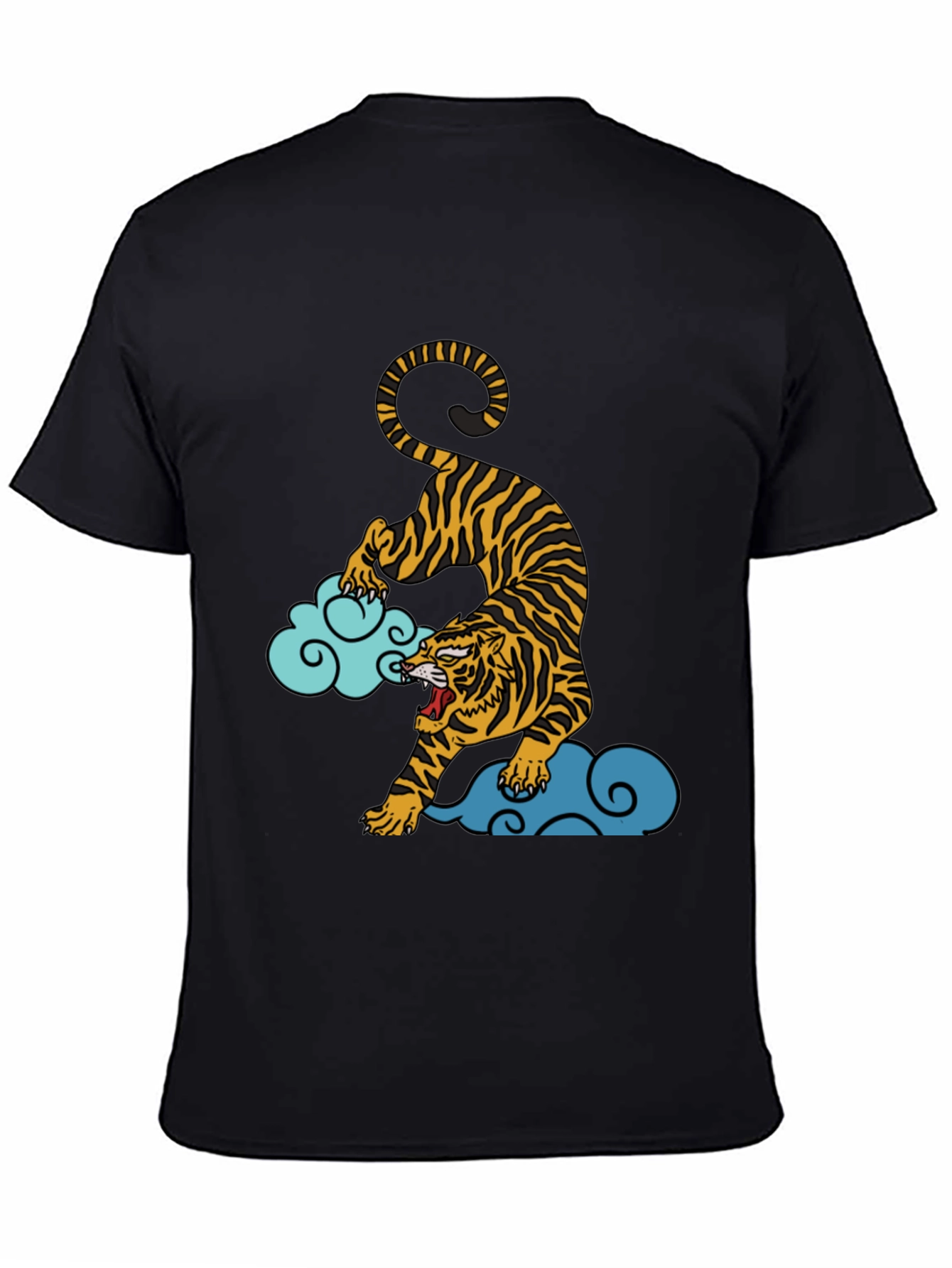 Black Tiger on Clouds Graphic Tee - Black view 4