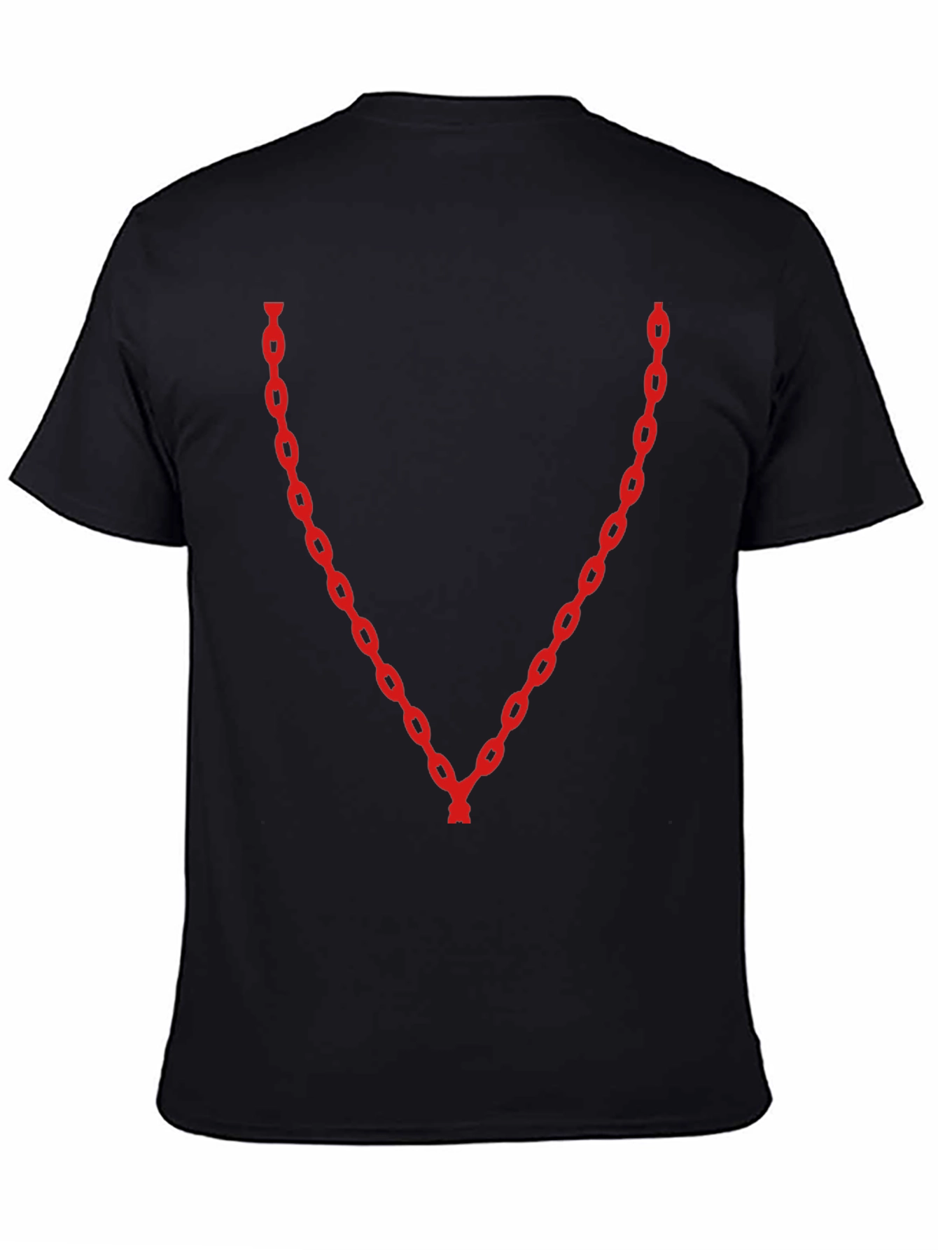 Black Red Chain V-Neck Black T-Shirt view 4