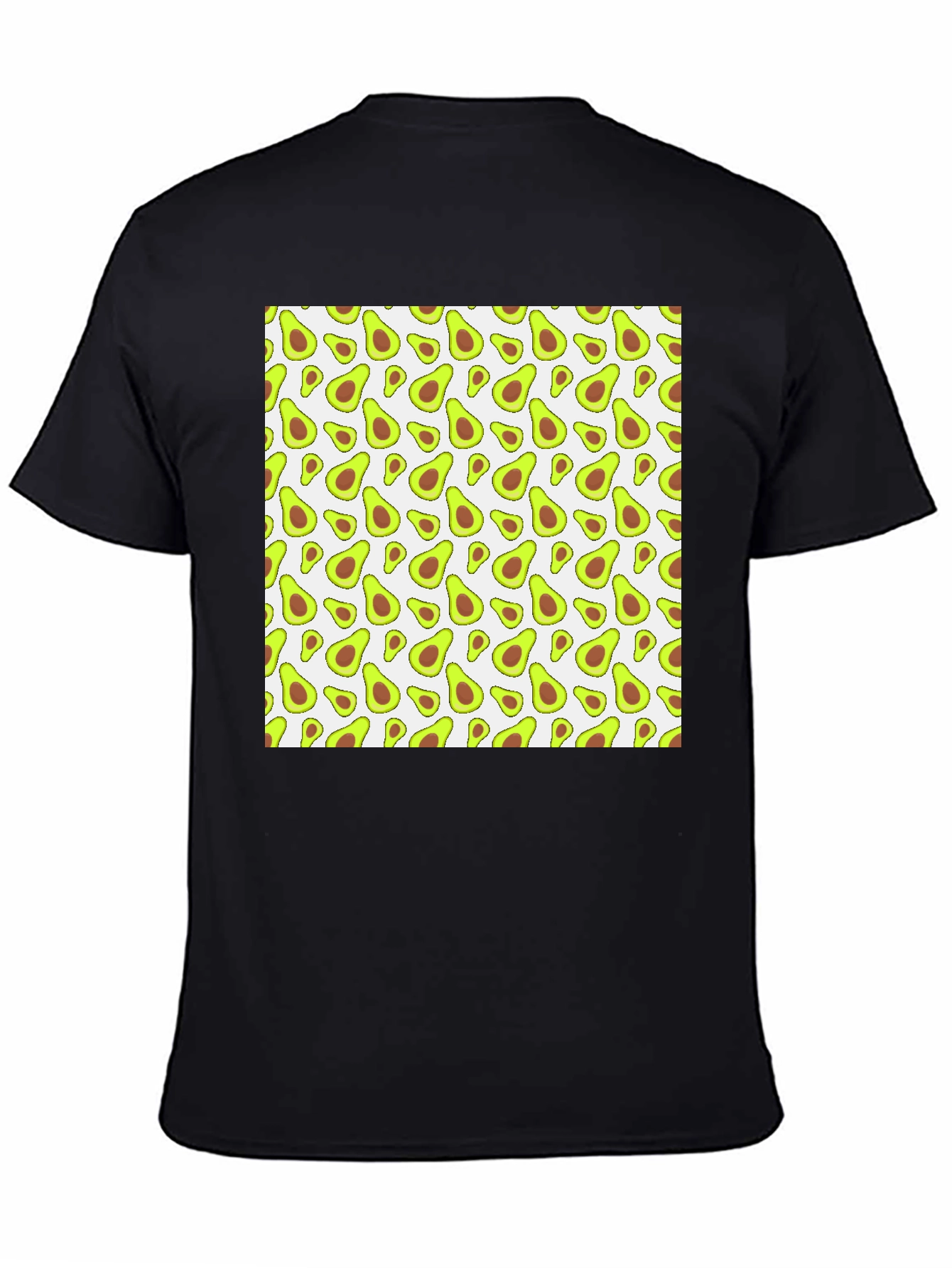 Black Avocado Pattern Black T-Shirt view 4