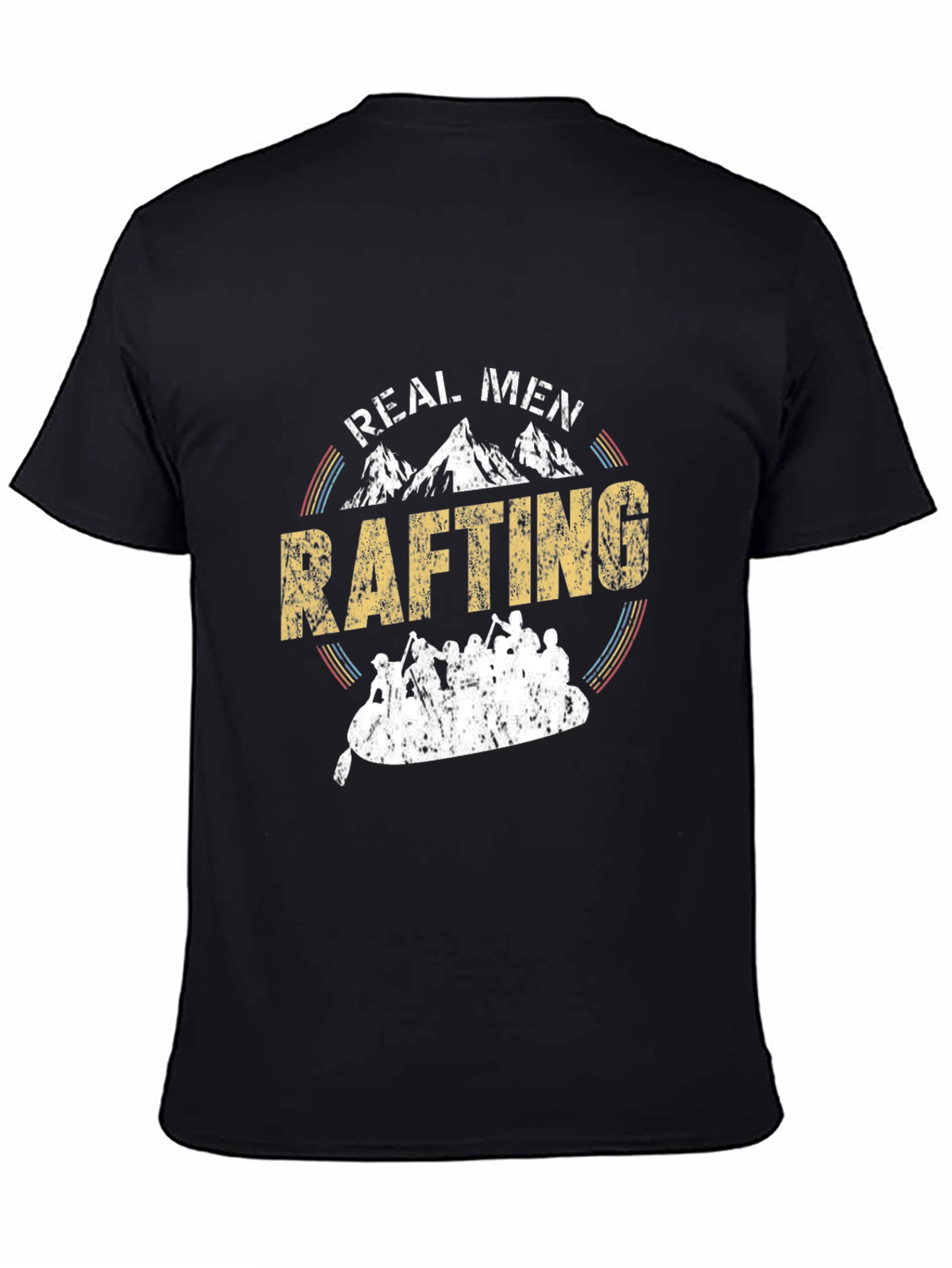 Black Real Men Rafting T-Shirt - Outdoor Adventure Tee view 4