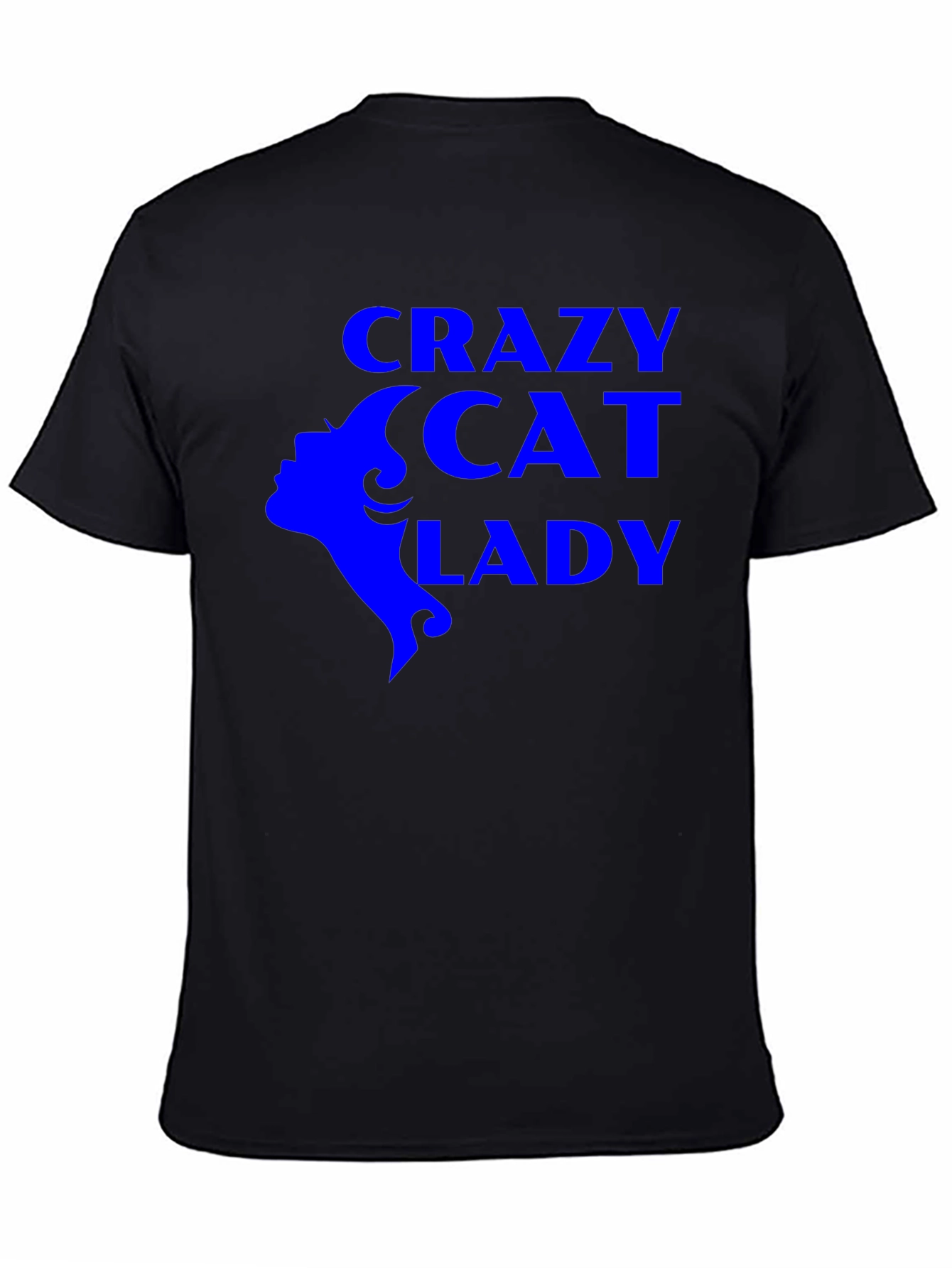 Black Crazy Cat Lady Graphic Tee - Black Unisex T-Shirt view 4