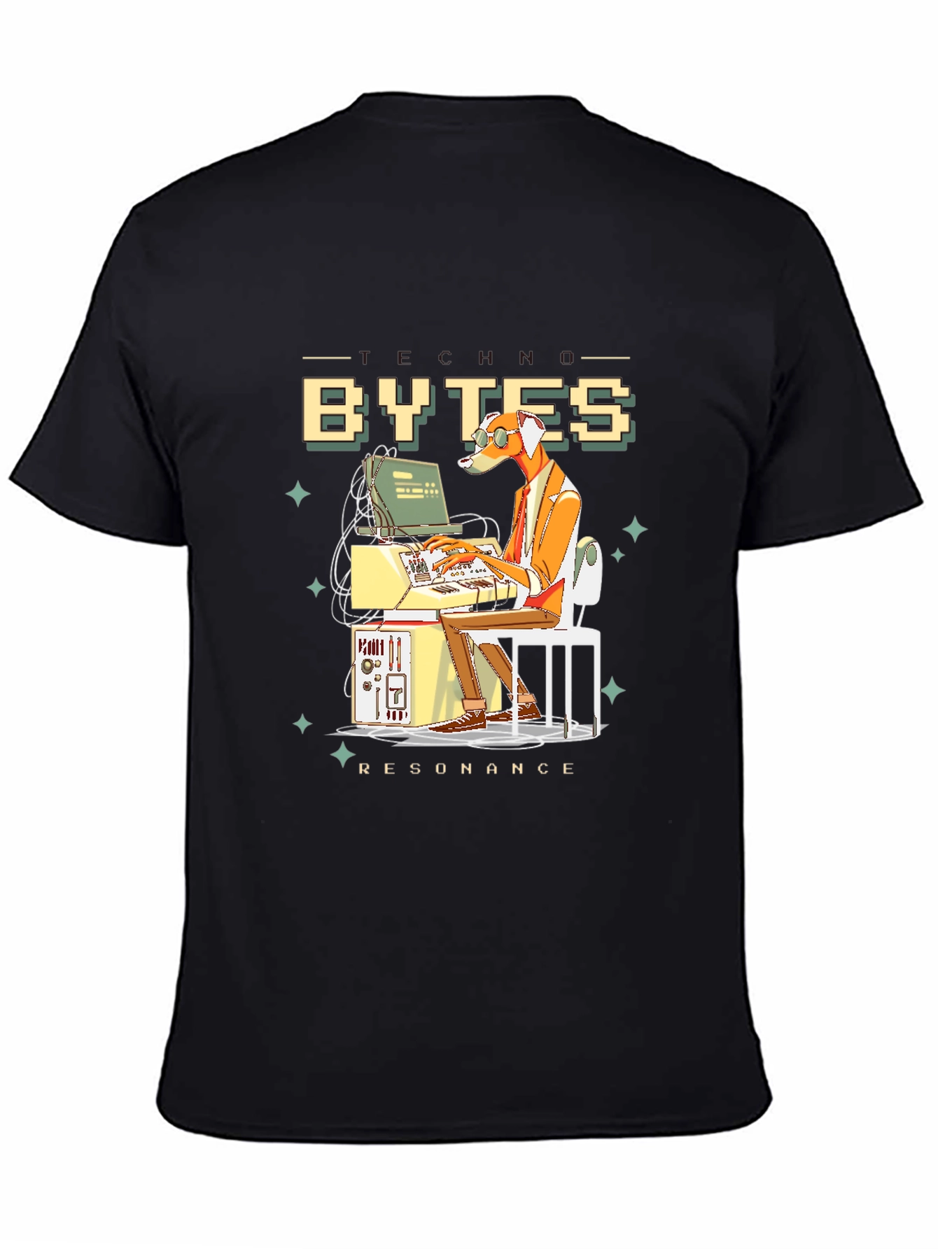 Black Bytes Resonance Graphic T-Shirt - Black Cotton Tee view 4