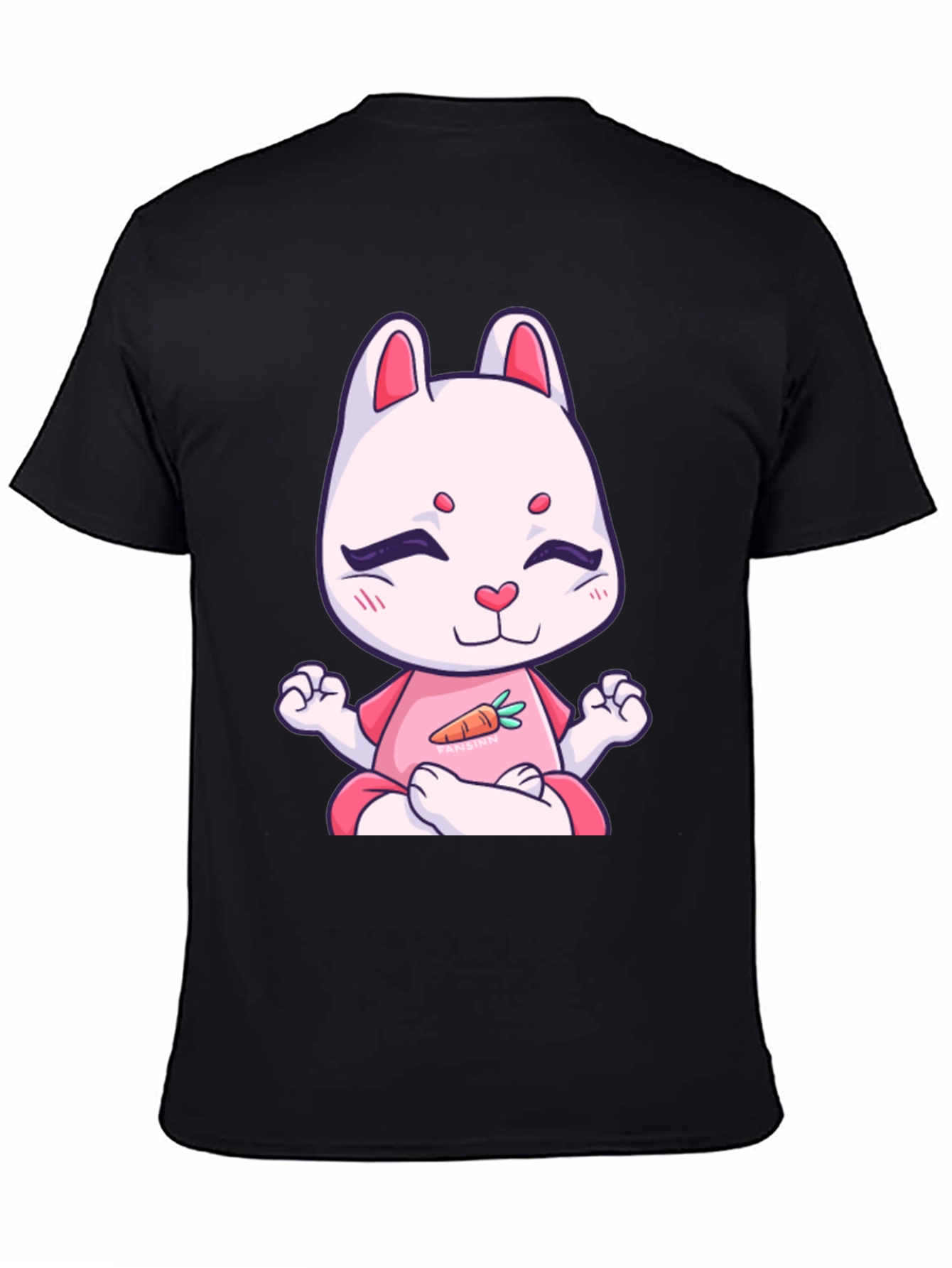 Black Meditating Bunny T-Shirt - Black Cotton Tee view 4