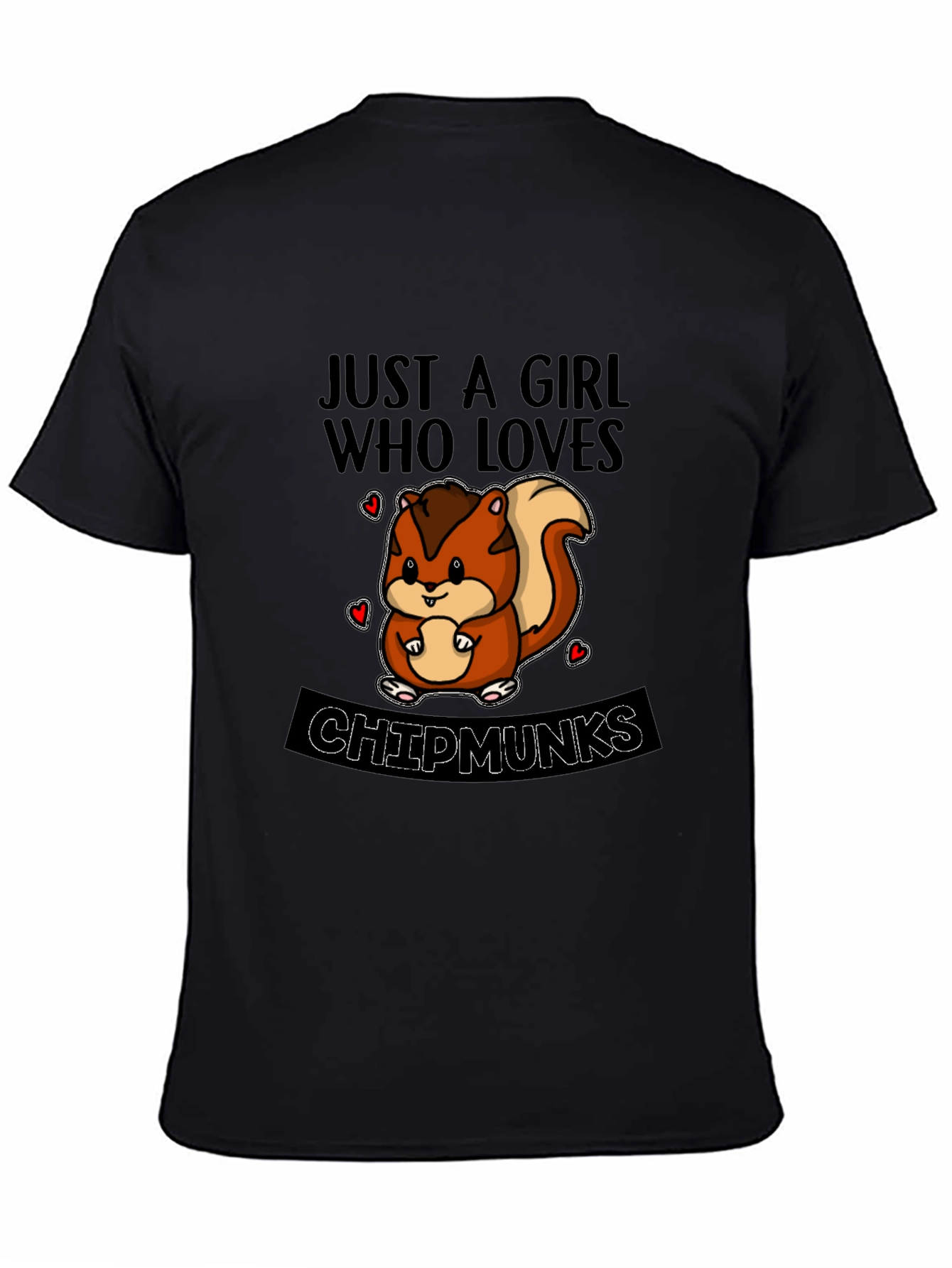 Black Cute Chipmunks Lover T-Shirt view 4