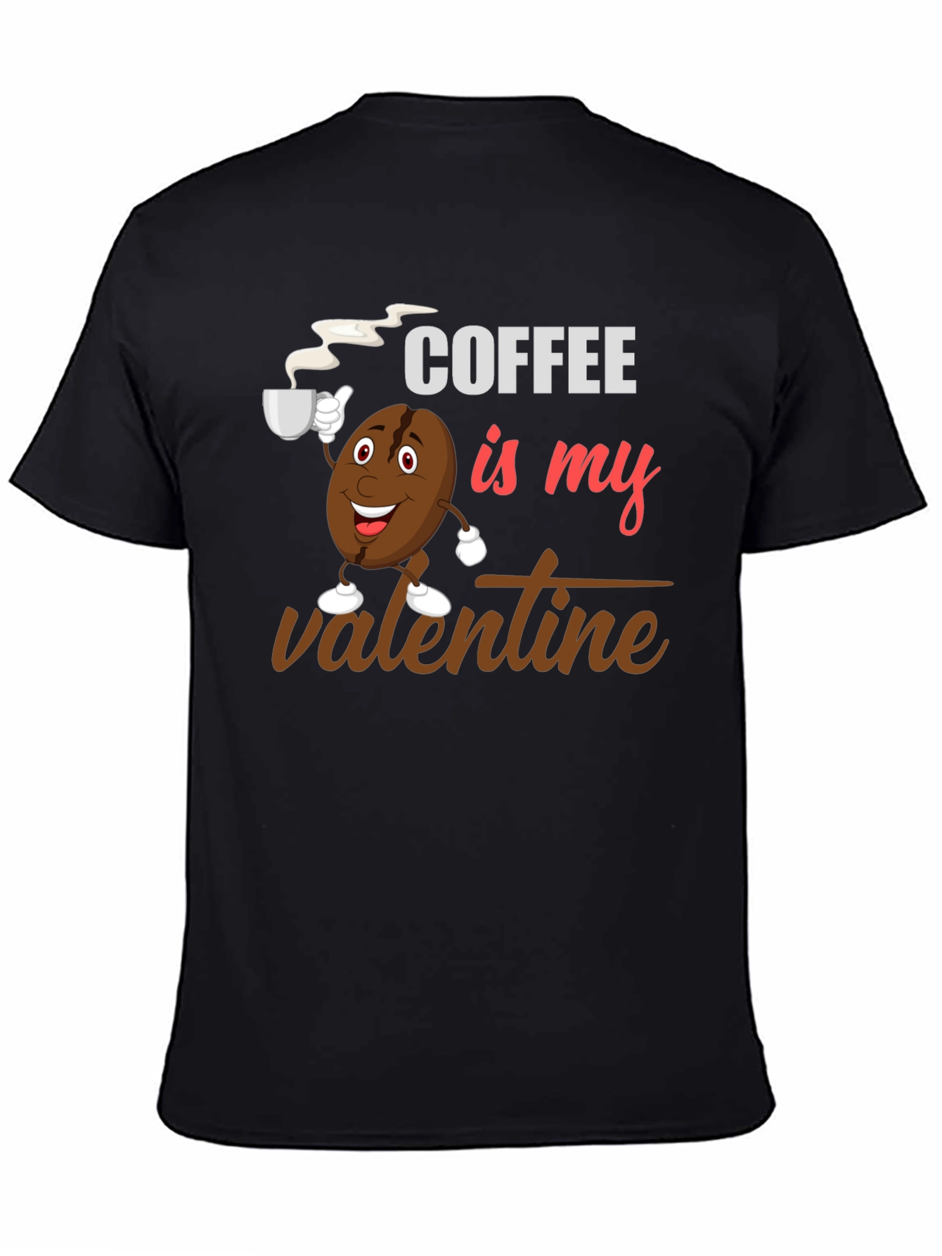 Black Coffee Is My Valentine Black Graphic T-Shirt view 4