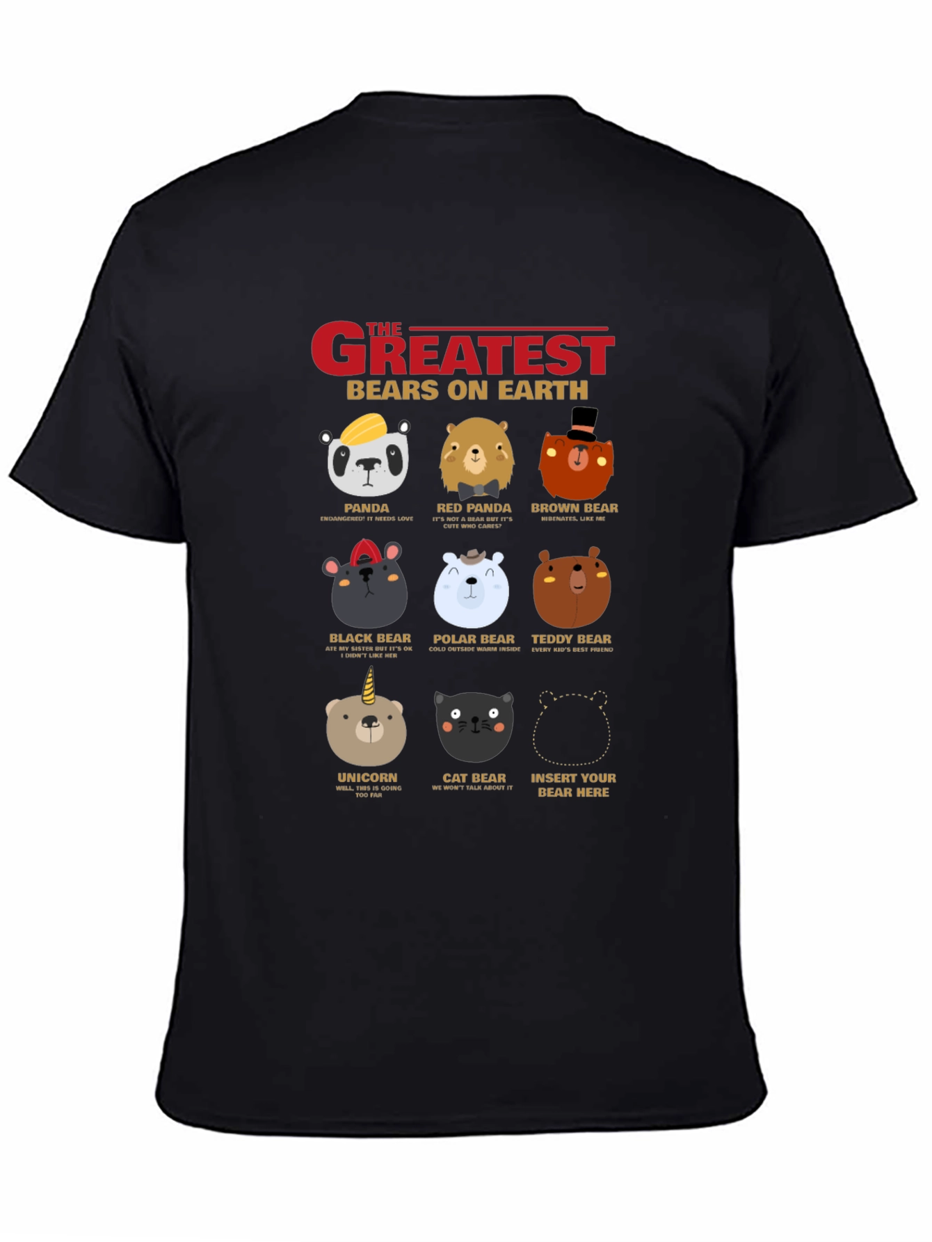 Black Greatest Bears on Earth T-Shirt view 4