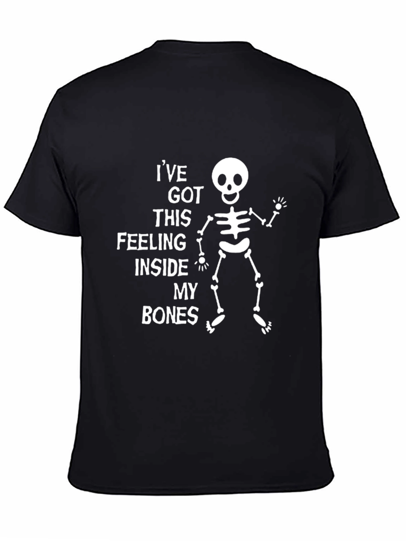 Black Skeleton Bones Graphic T-Shirt - Funny Halloween Tee view 4
