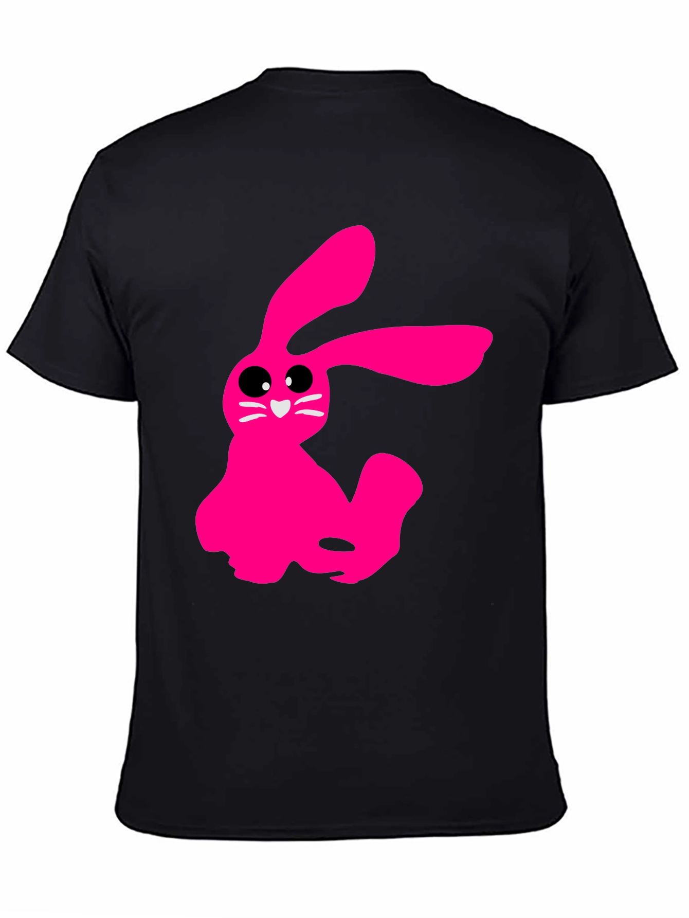 Black Pink Bunny Graphic Tee - Soft Cotton Black T-Shirt view 4