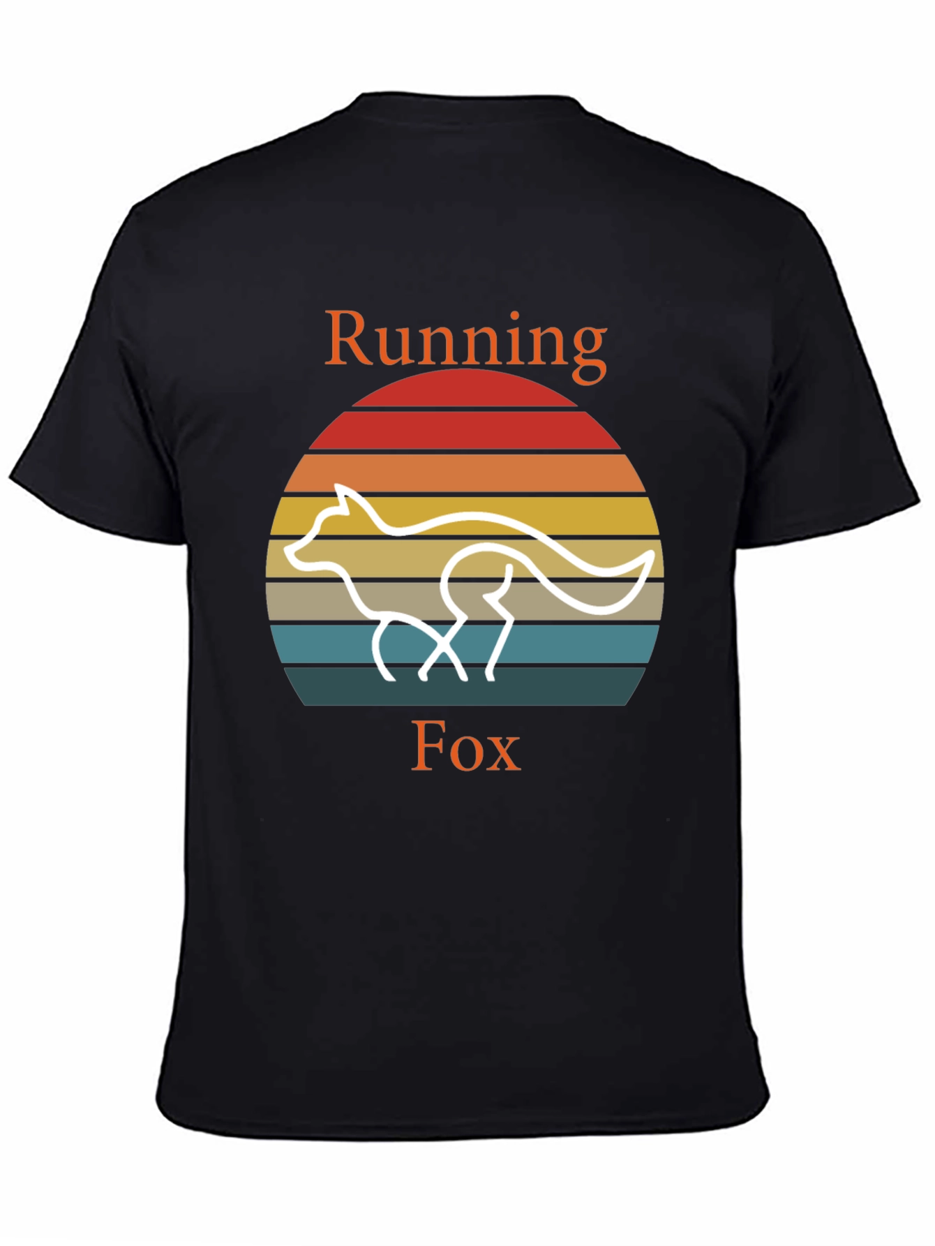 Black Running Fox T-Shirt Retro Style Tee view 4