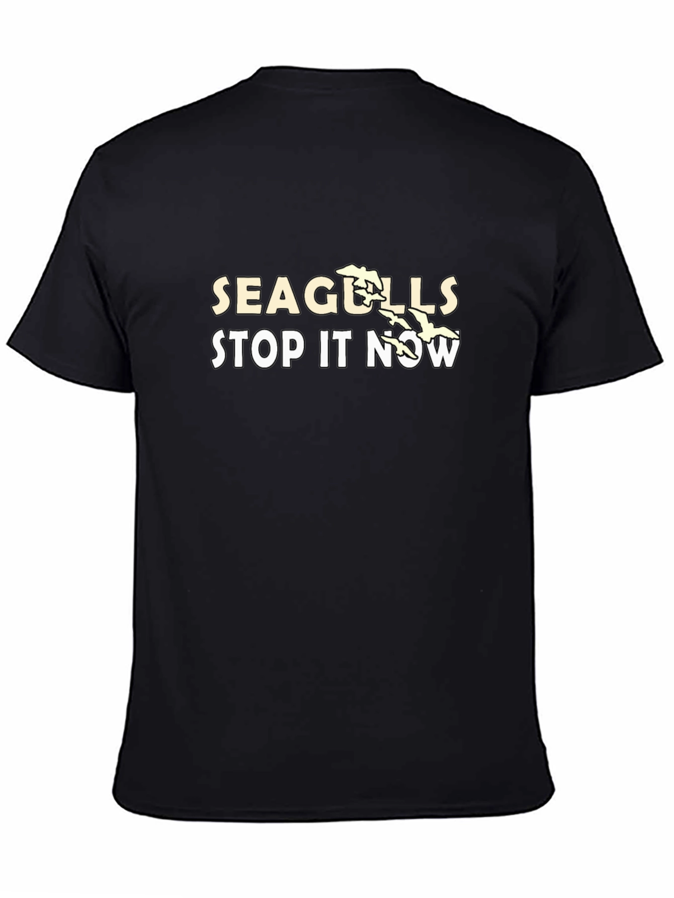 Black Seagulls Stop It Now Graphic T-Shirt view 4