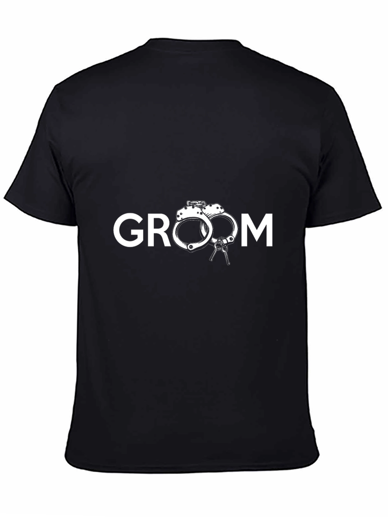 Black Groom Handcuffs Graphic T-Shirt - Wedding Day view 4