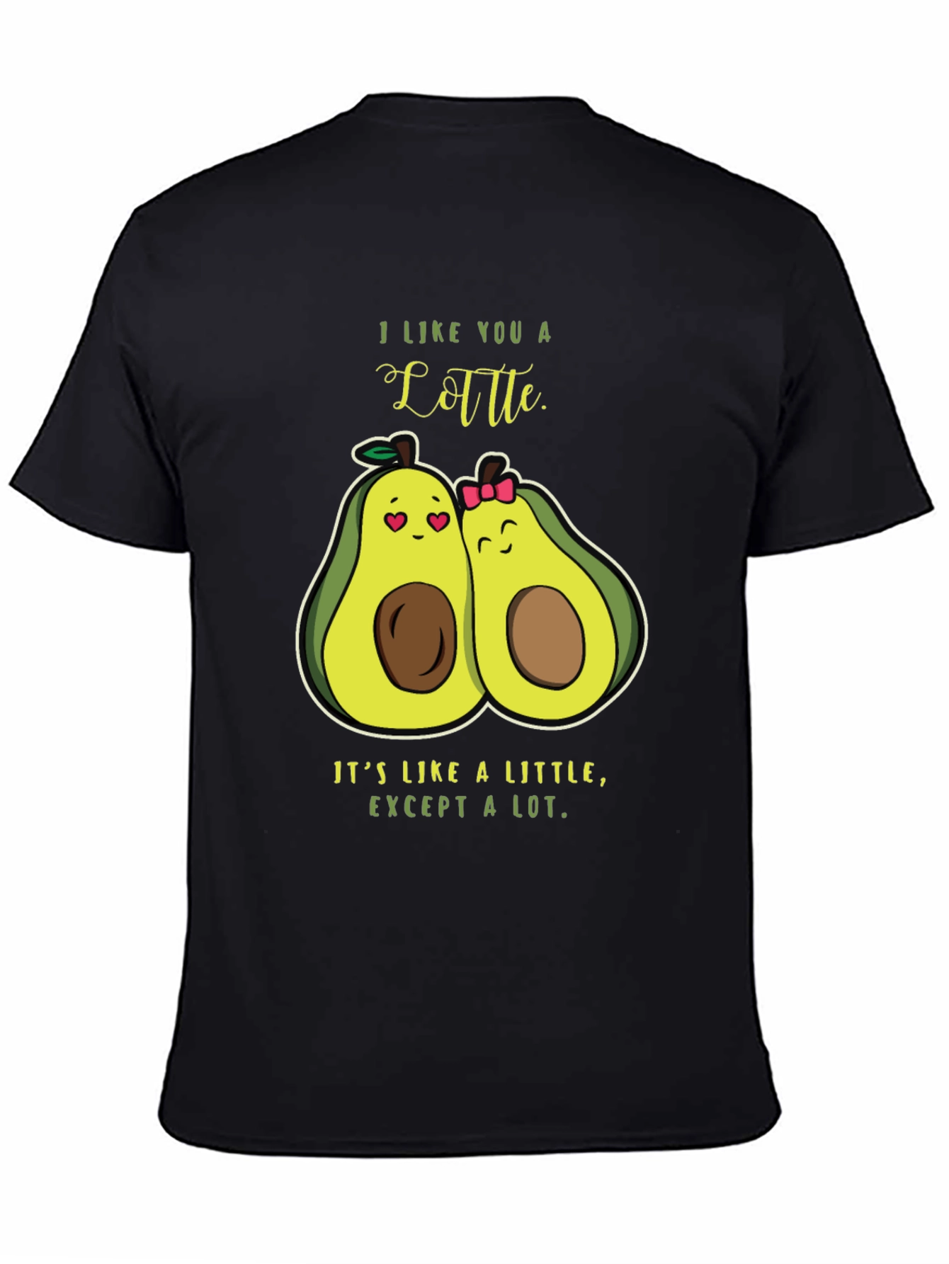 Black Avocado Love T-Shirt - "I Like You a Latte" Pun Shirt view 4