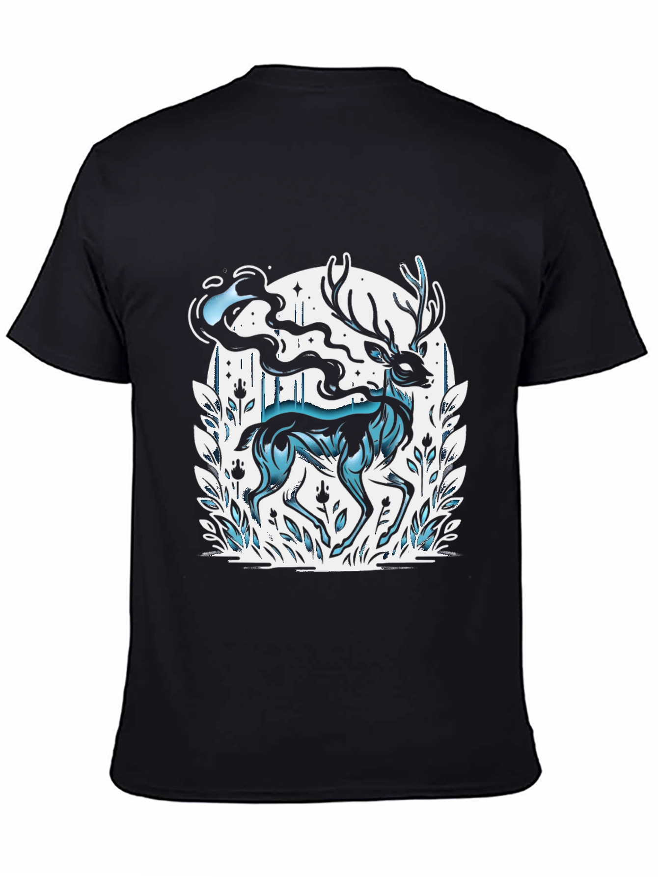Black Mystic Deer Graphic Tee - Black Cotton Blend view 4