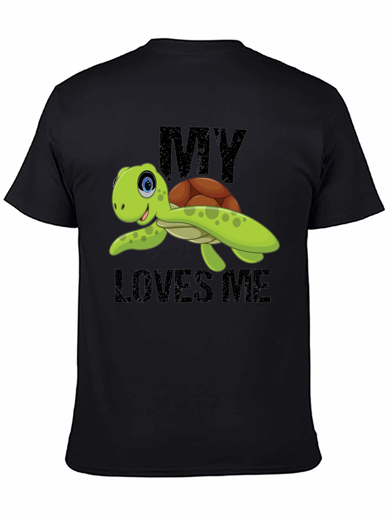Black My Turtle Loves Me Graphic T-Shirt view 4