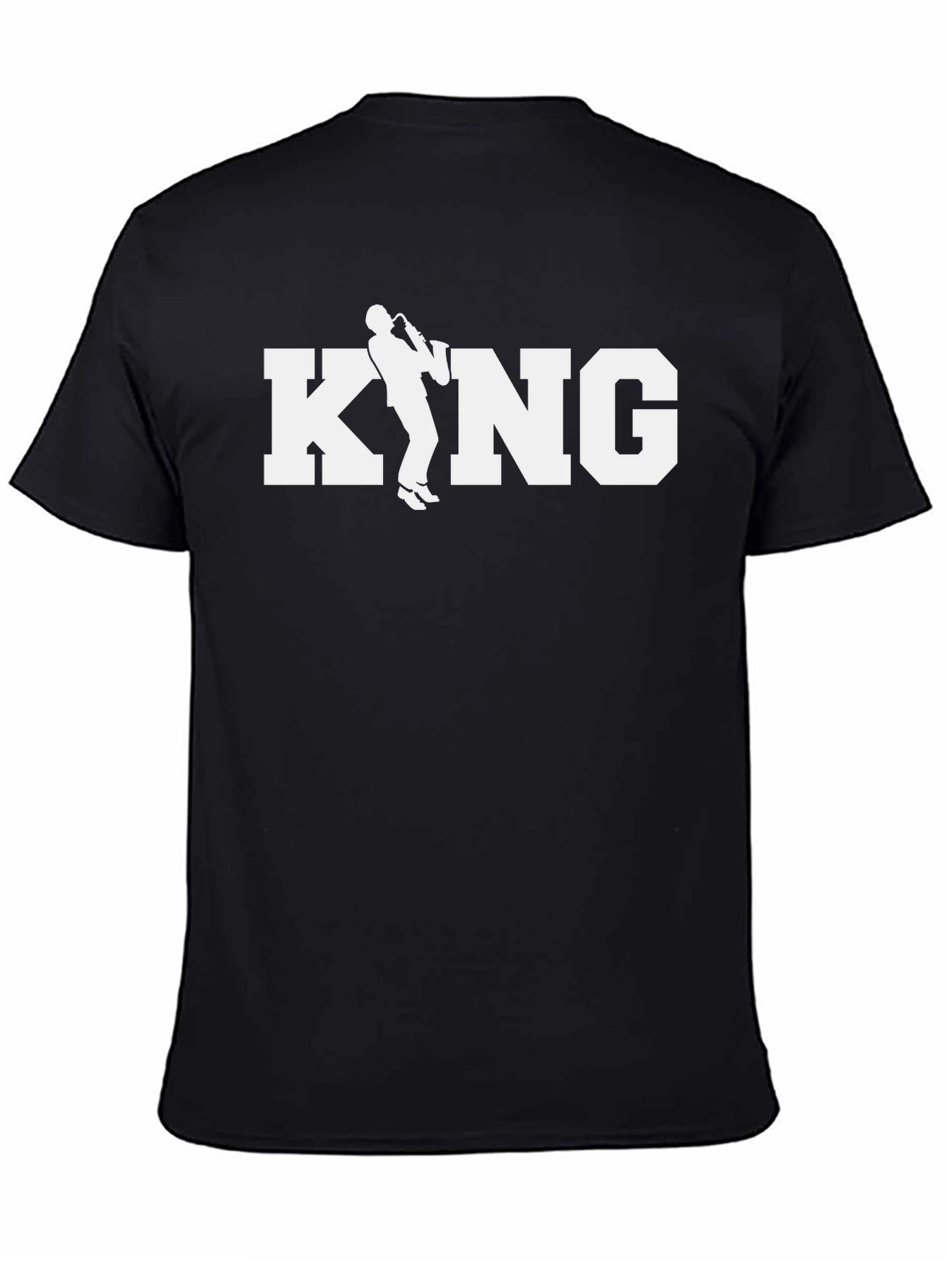 Black Saxophone King Graphic Tee - Black Cotton T-Shirt view 4