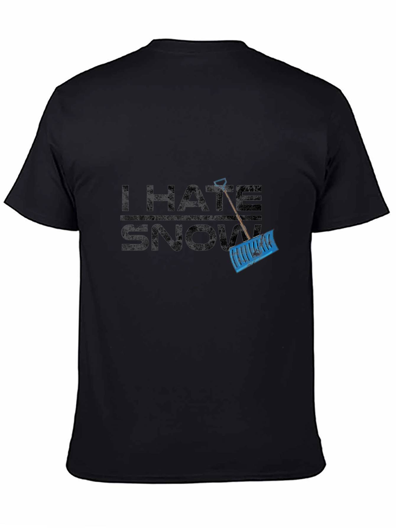 Black I Hate Snow Graphic Tee - Black Cotton Winter Shovel Shirt view 4