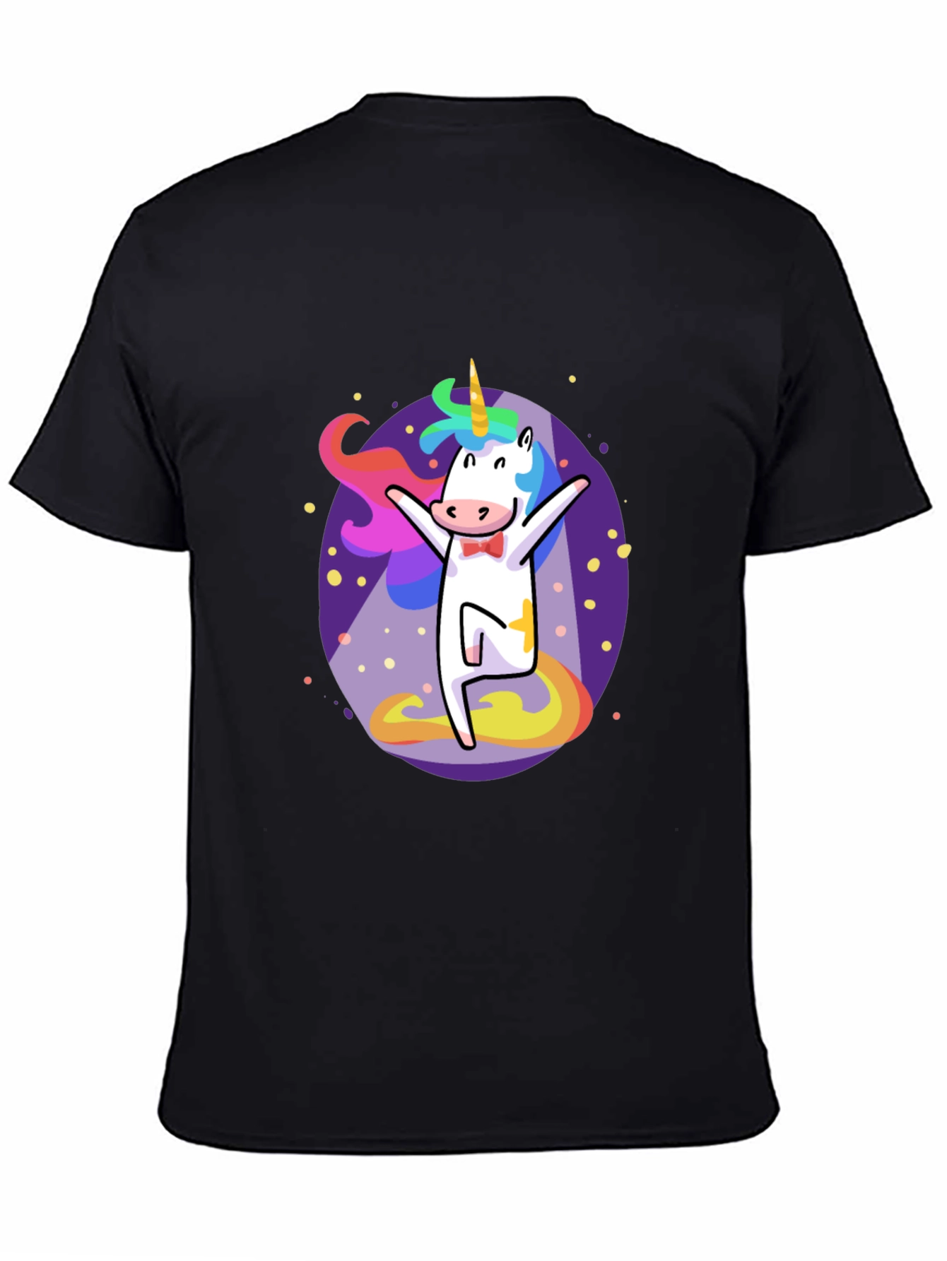 Black Funny Unicorn Graphic Tee - Men's Black T-Shirt view 4