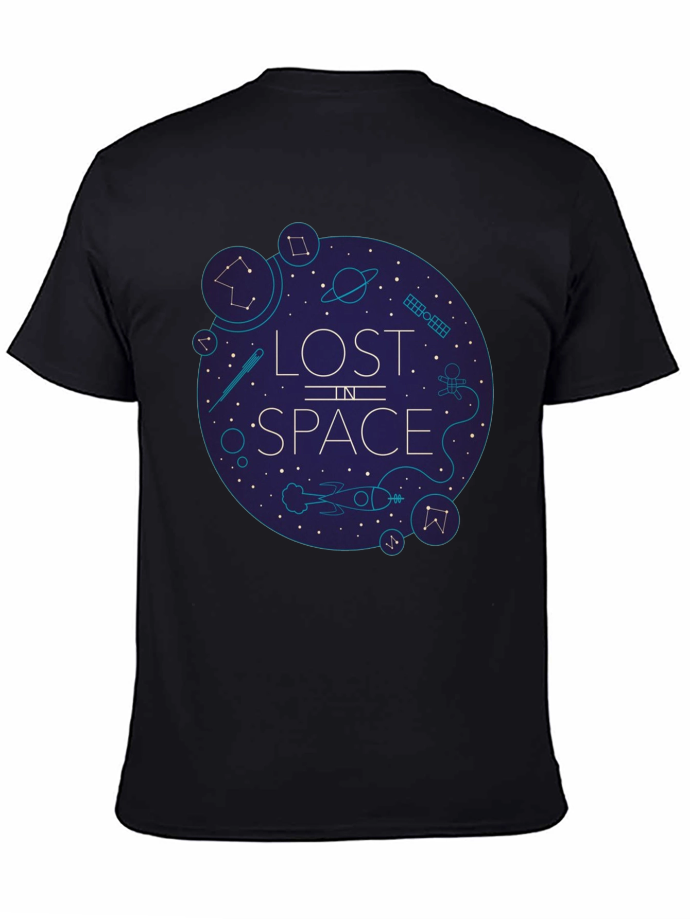 Black Lost in Space Graphic Tee - Black Cotton Blend view 4